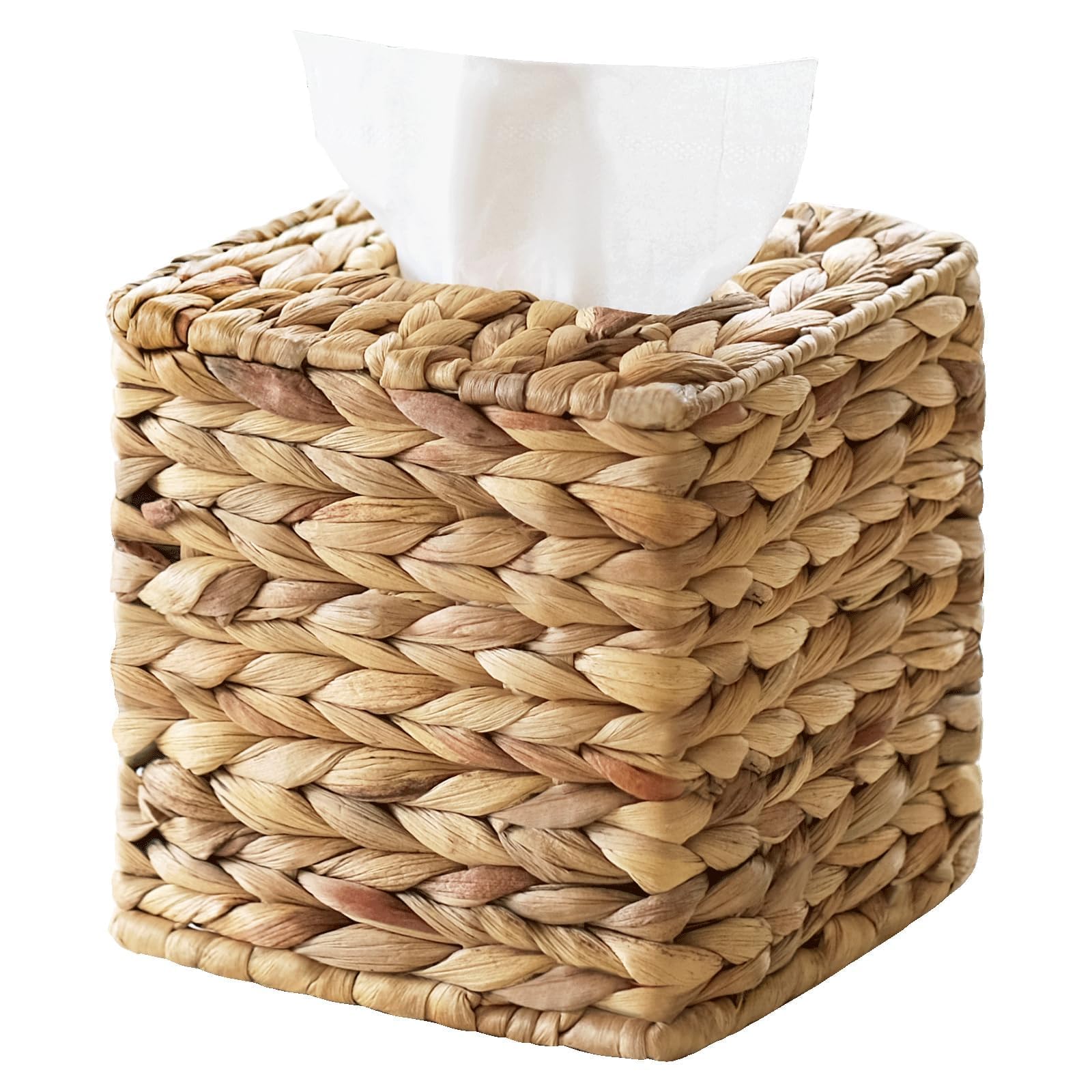 Rattan Tissue Box Cover Square, Wicker Tissue Box Holder Facial Tissues Boxes, Hand Woven Square Tissue Box Cover Tissue Holder