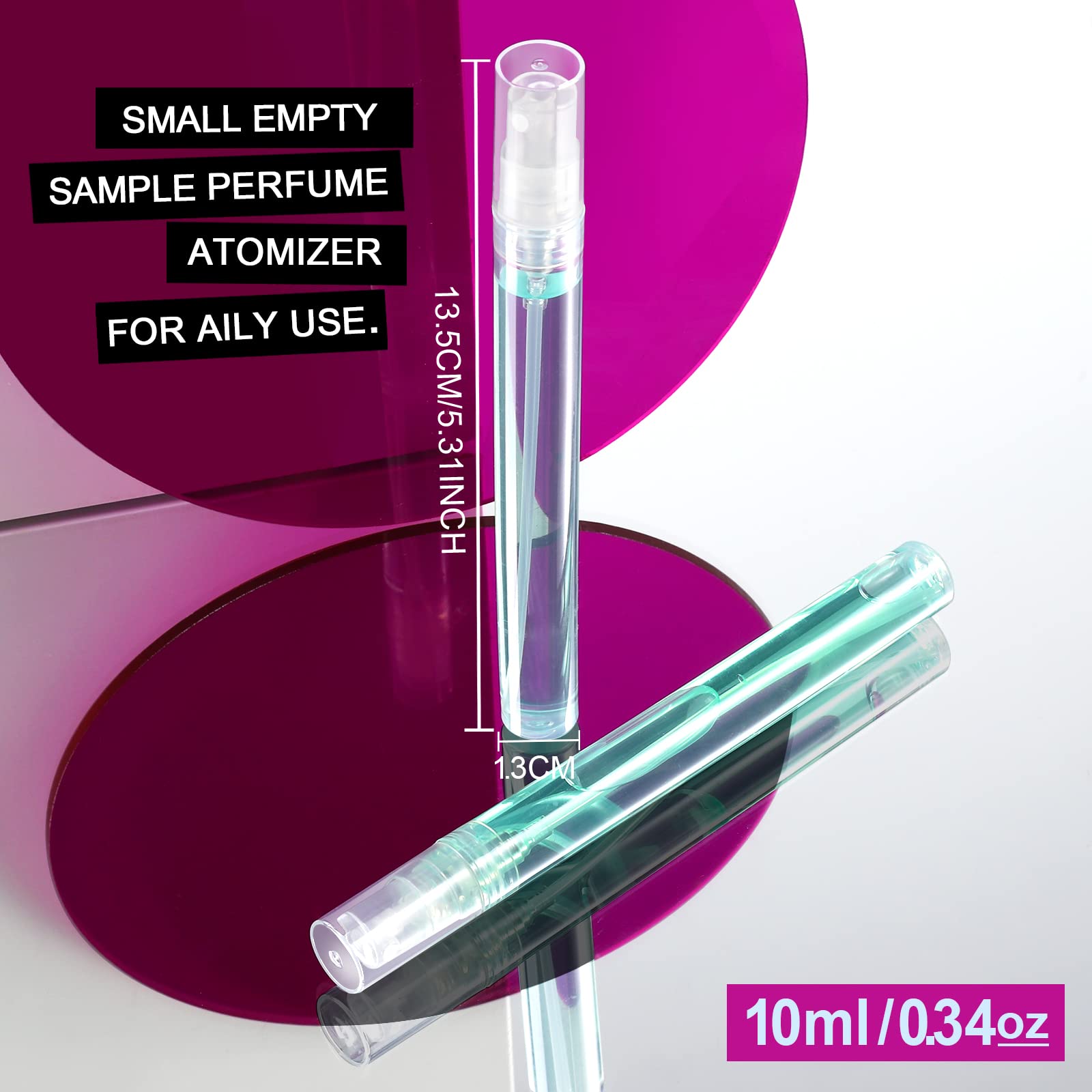 Teenitor Mini Spray Bottle, 20 Pack 10Ml Perfume Bottle Empty, Plastic Refillable Perfume Bottles Atomizer, Sample Bottle Fine M