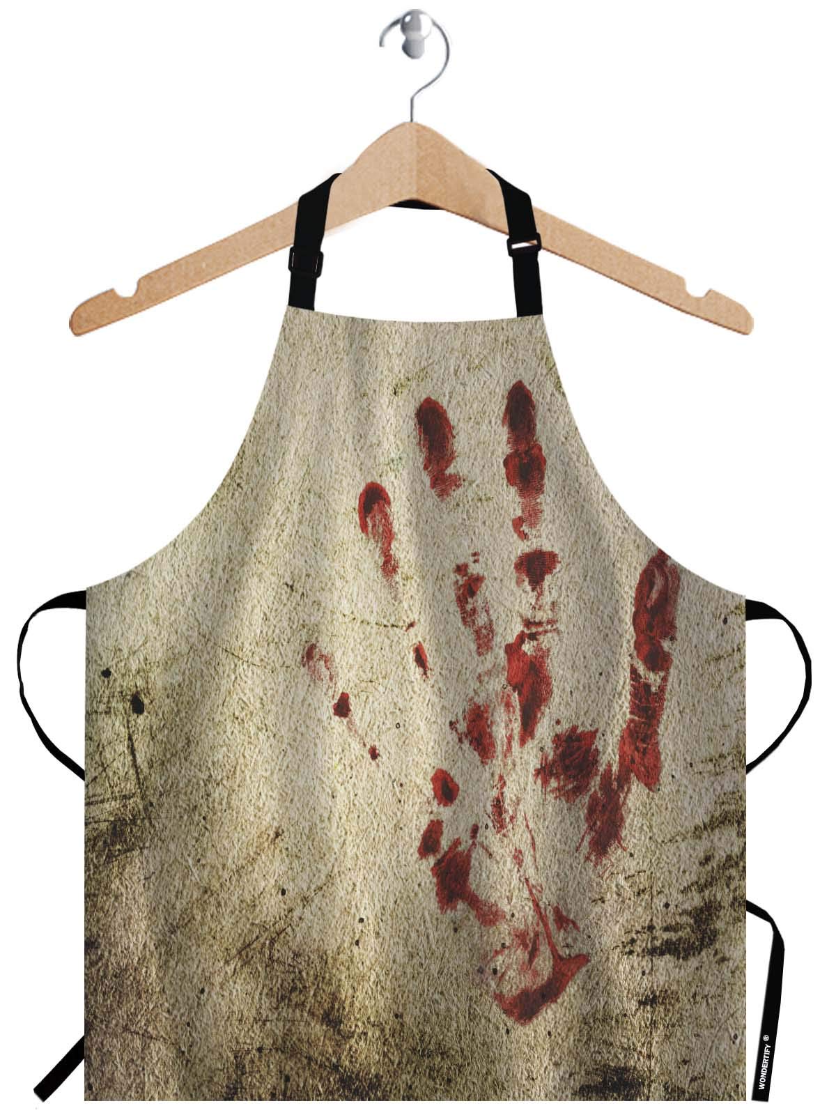 Wondertify Bloody Hand Apron,Horror House Grunge Background With A Print Of Hand Bib Apron With Adjustable Neck For Men Women,Su