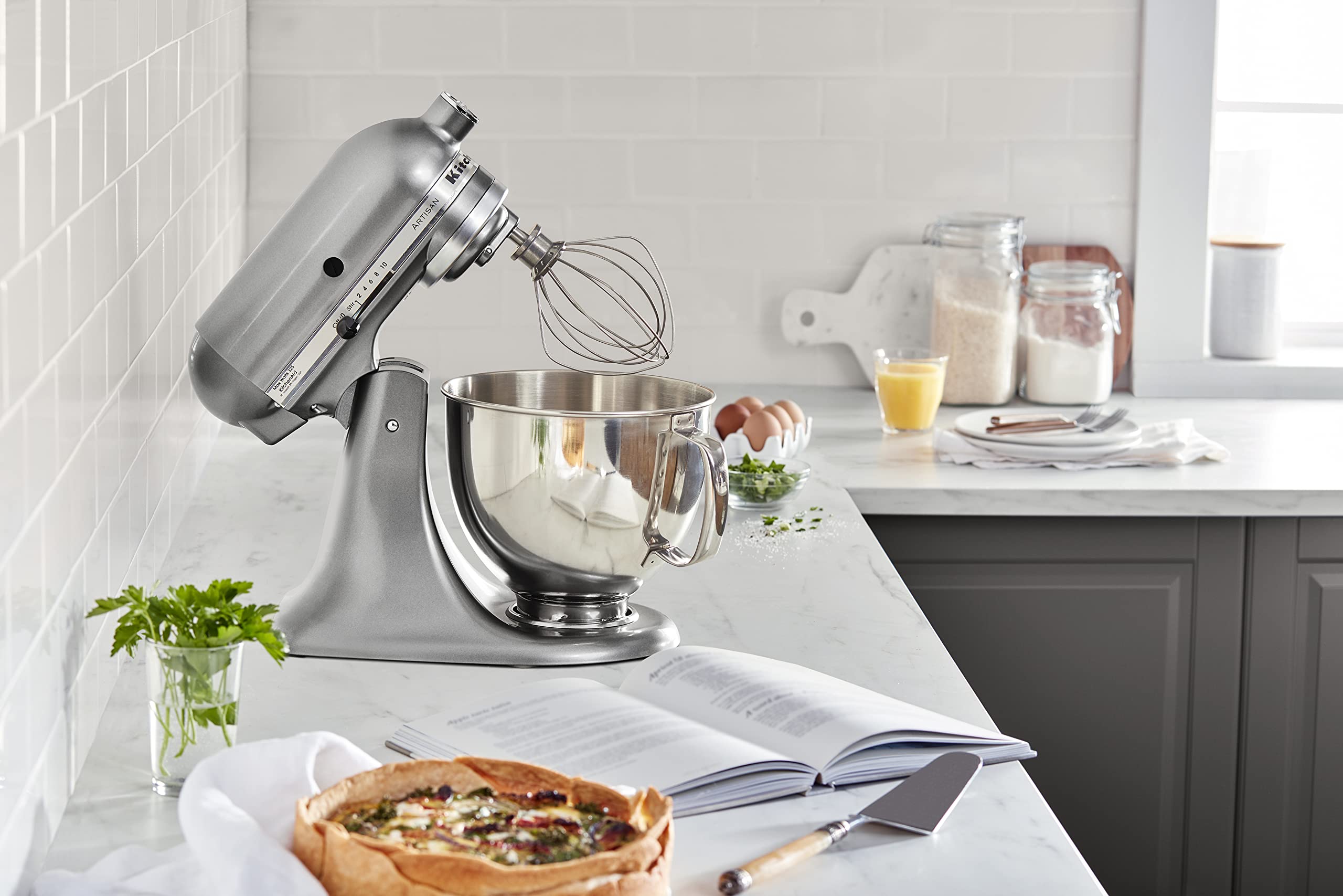 KitchenAid Artisan Series 5 Quart Tilt Head Stand Mixer with Pouring Shield KSM150PS  Contour Silver