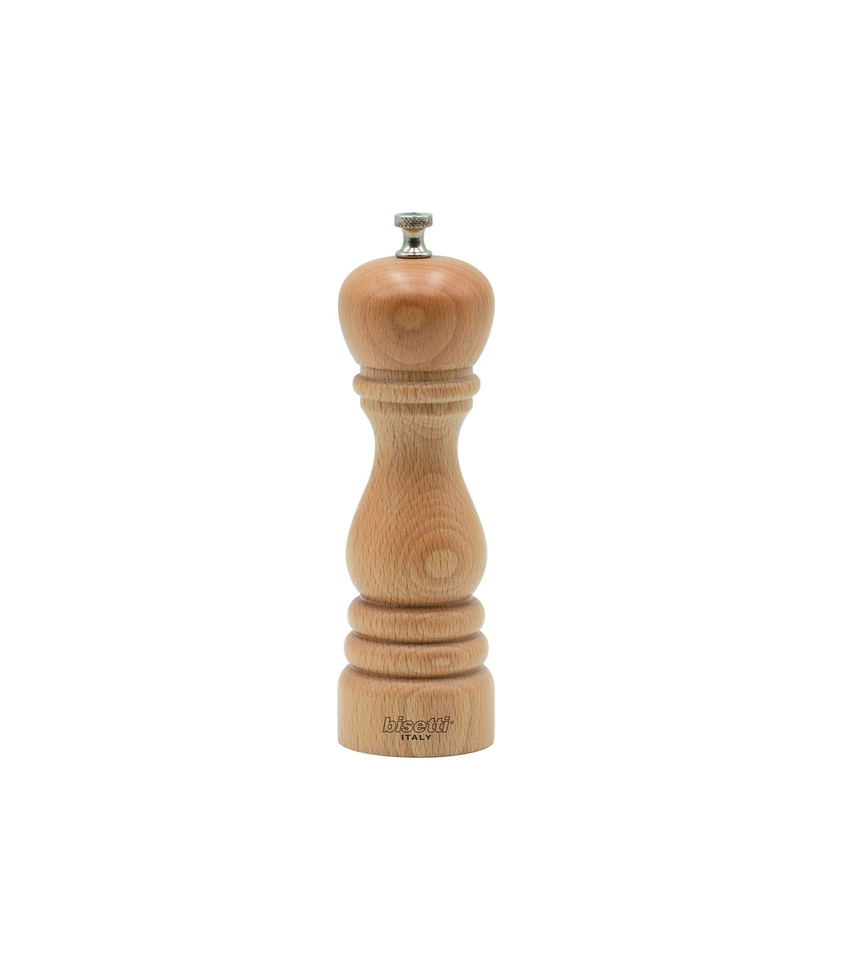 Bisetti Roma 7.5 Inch Beech Wood Salt Mill With Adjustable Grinder