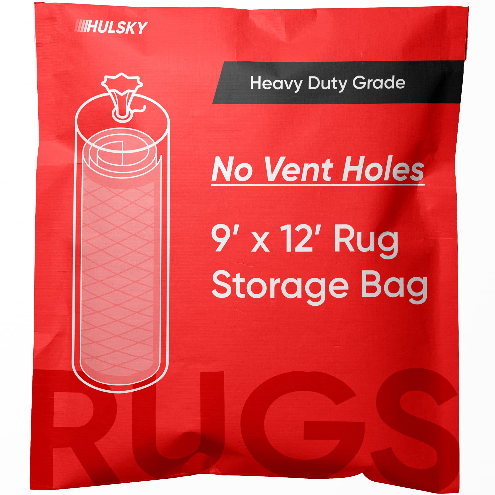 Hulsky Rug Storage Bag - 3 Mil Heavy Duty Rug Storage Bag for Moving and Storage - Fits Rugs up to 9 x 12 - No vent holes