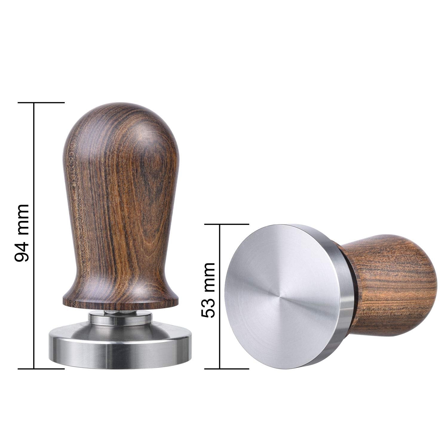 Matow 53Mm Calibrated Espresso Tamper, Calibrated Coffee Tamper With Spring Loaded Wooden Handle Stainless Steel Flat Base, Prof