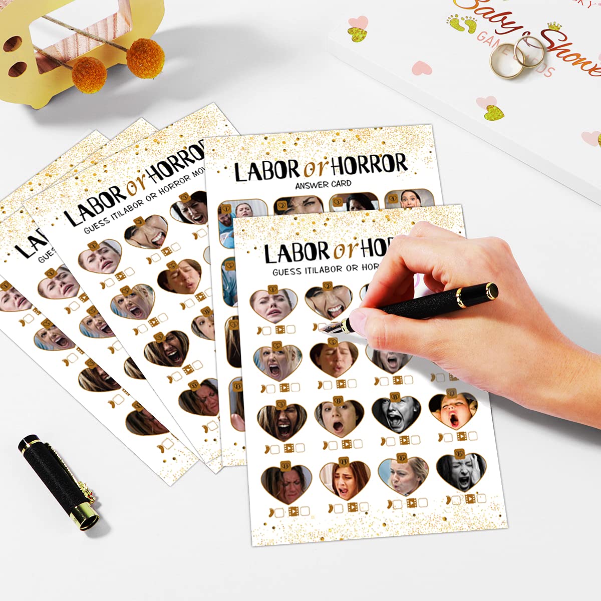 Muruseni Labor or Horror Baby Shower Game-31 Cards(Including Answers) Gender Reveal Party for Mom  Dad  Kids  Women  Men  Gender Neutral Unisex Set