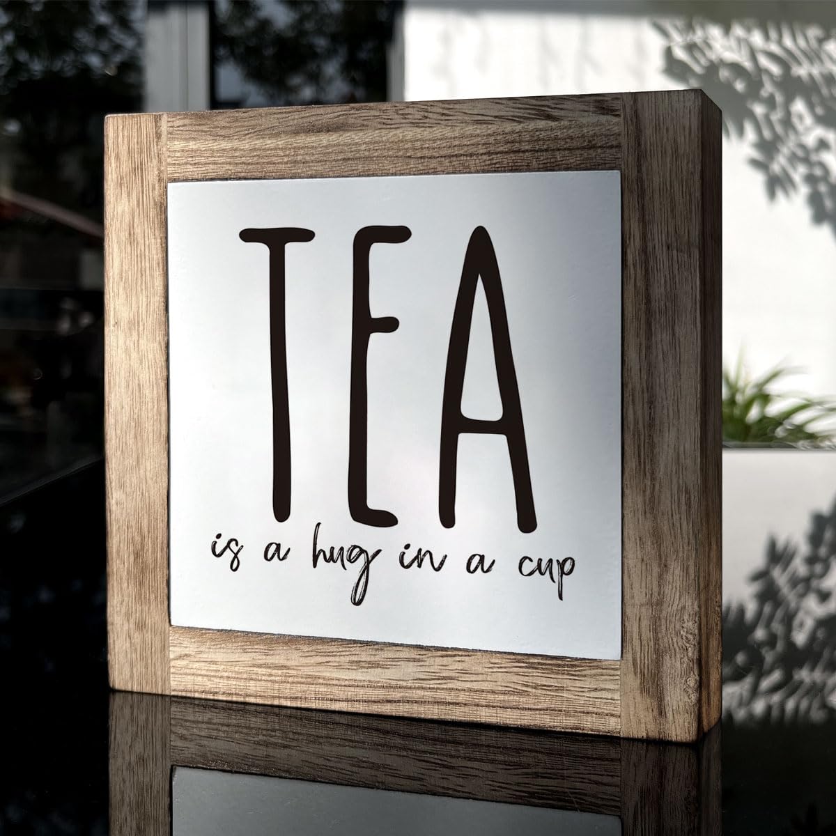 Tea is A Hug in A Cup, Wooden Box Signs for Home Decor, Rustic Wooden Table Sign, Teas Bar Decors, Teas Station Wood Decors, Far