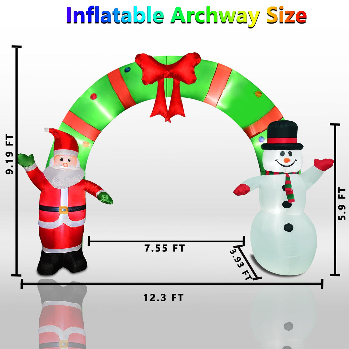 12 Ft Lighted Christmas Inflatable Archway, Inflatable Santa Claus and ...
