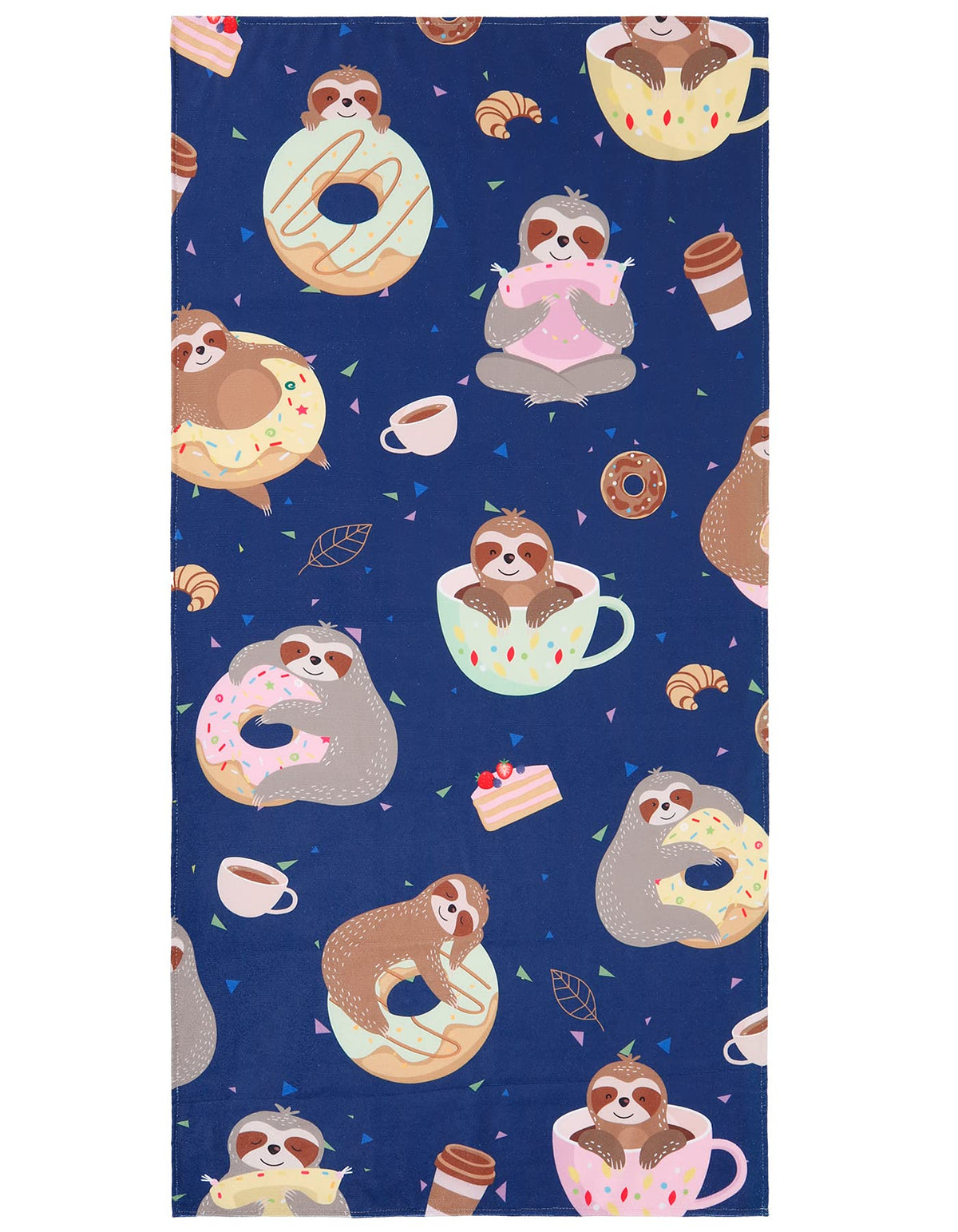 Livilan Sloth Donut Beach Towel, Super Soft Microfiber, Quick Dry, Sand Free, Cute Lightweight Swim Pool Bath Yoga Towel, Sloth