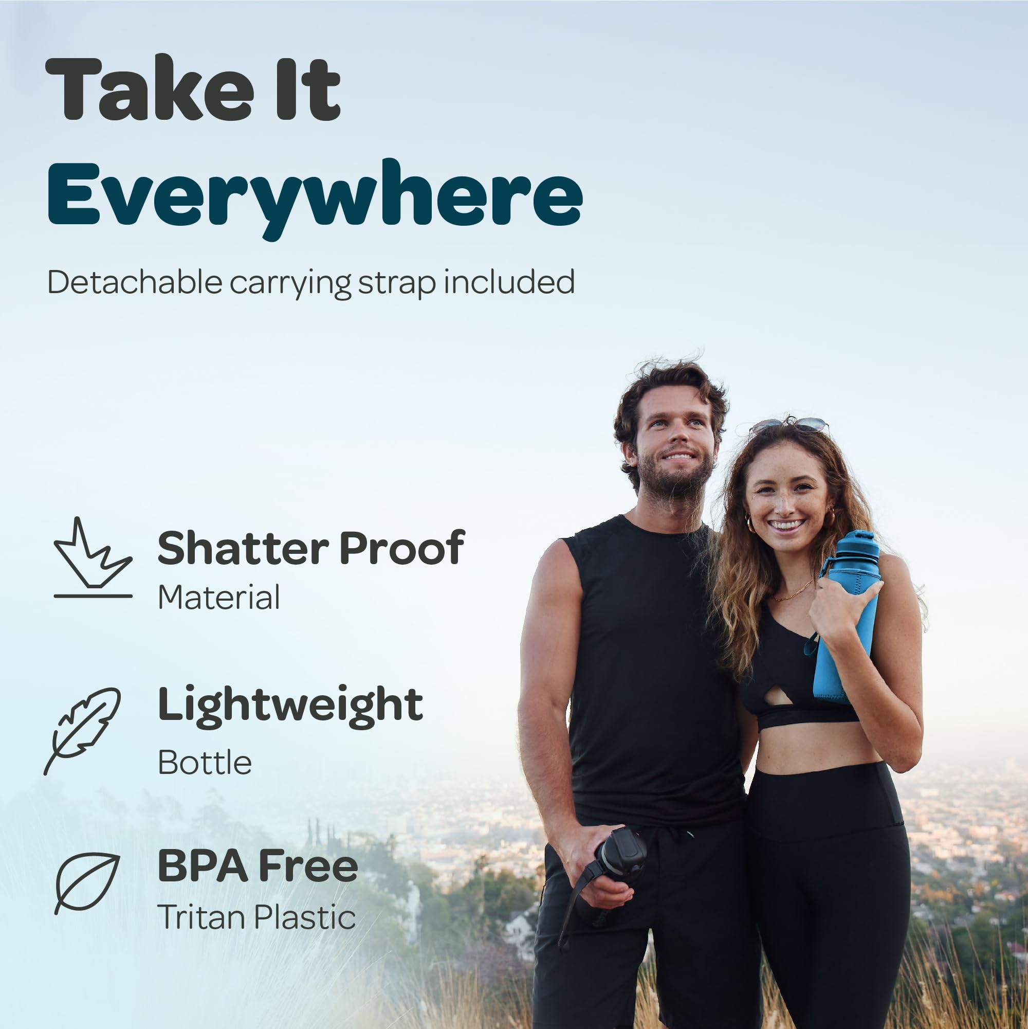 Hydracy Water Bottle With Time Marker -Large 32 Oz Bpa Free & No Sweat Sleeve -Leak Proof Gym Bottle With Fruit Infuser Strainer