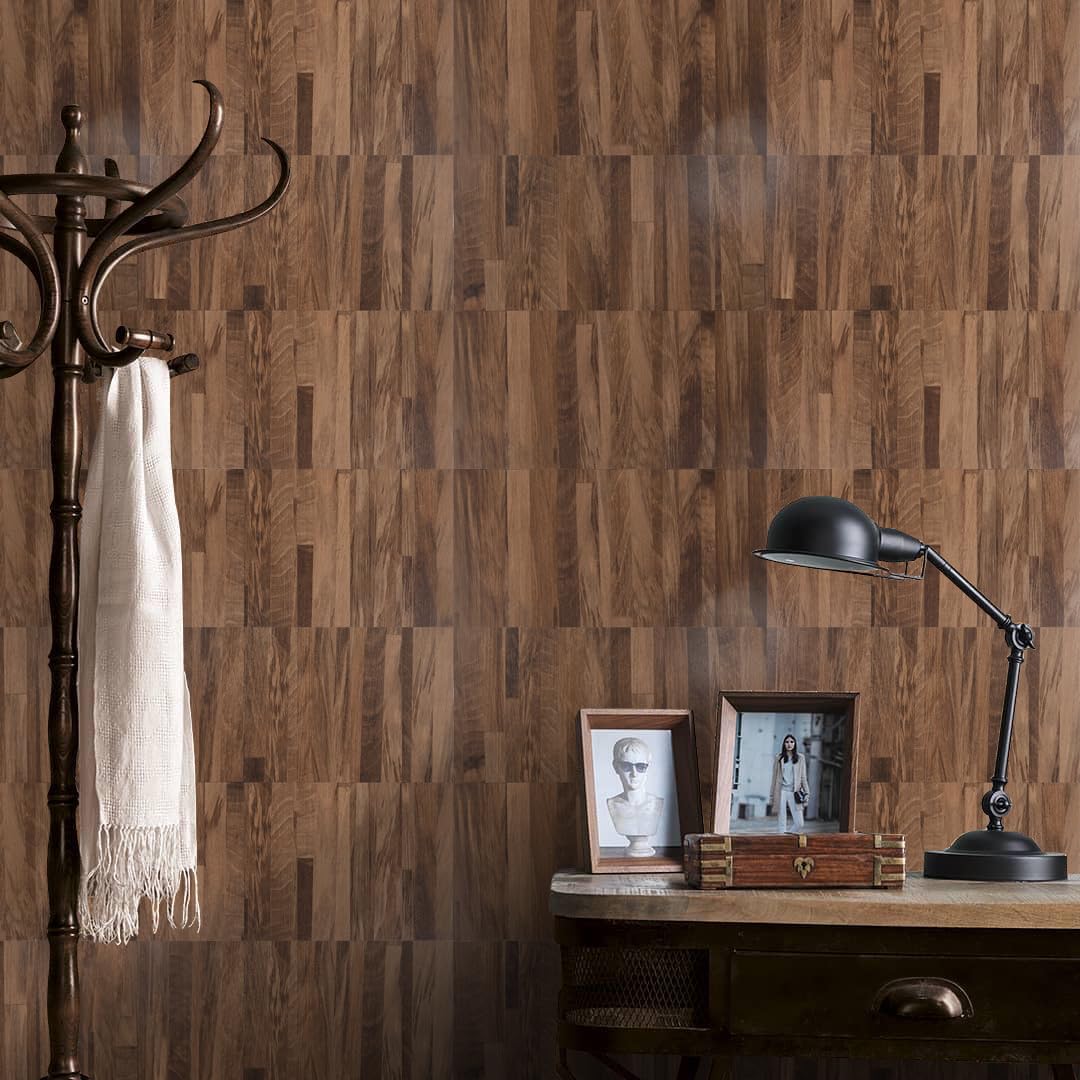 Midcard 10-Sheet Peel and Stick Backsplash Nature's Wood PVC Mosaic Tiles for Kitchens and Bathrooms.