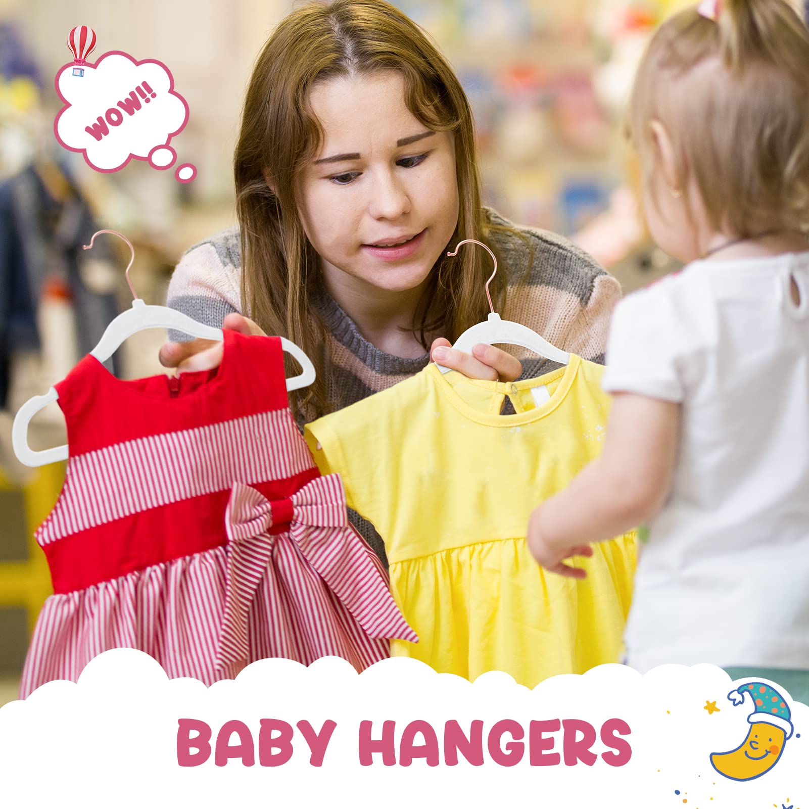HOUSE DAY Velvet Baby Hangers for Closet  Kids Hangers Velvet 60 Pack  Non Slip Toddler Hangers 11.8 Inch  Durable Childrens Hangers Newborn Hangers for Baby Clothes- White