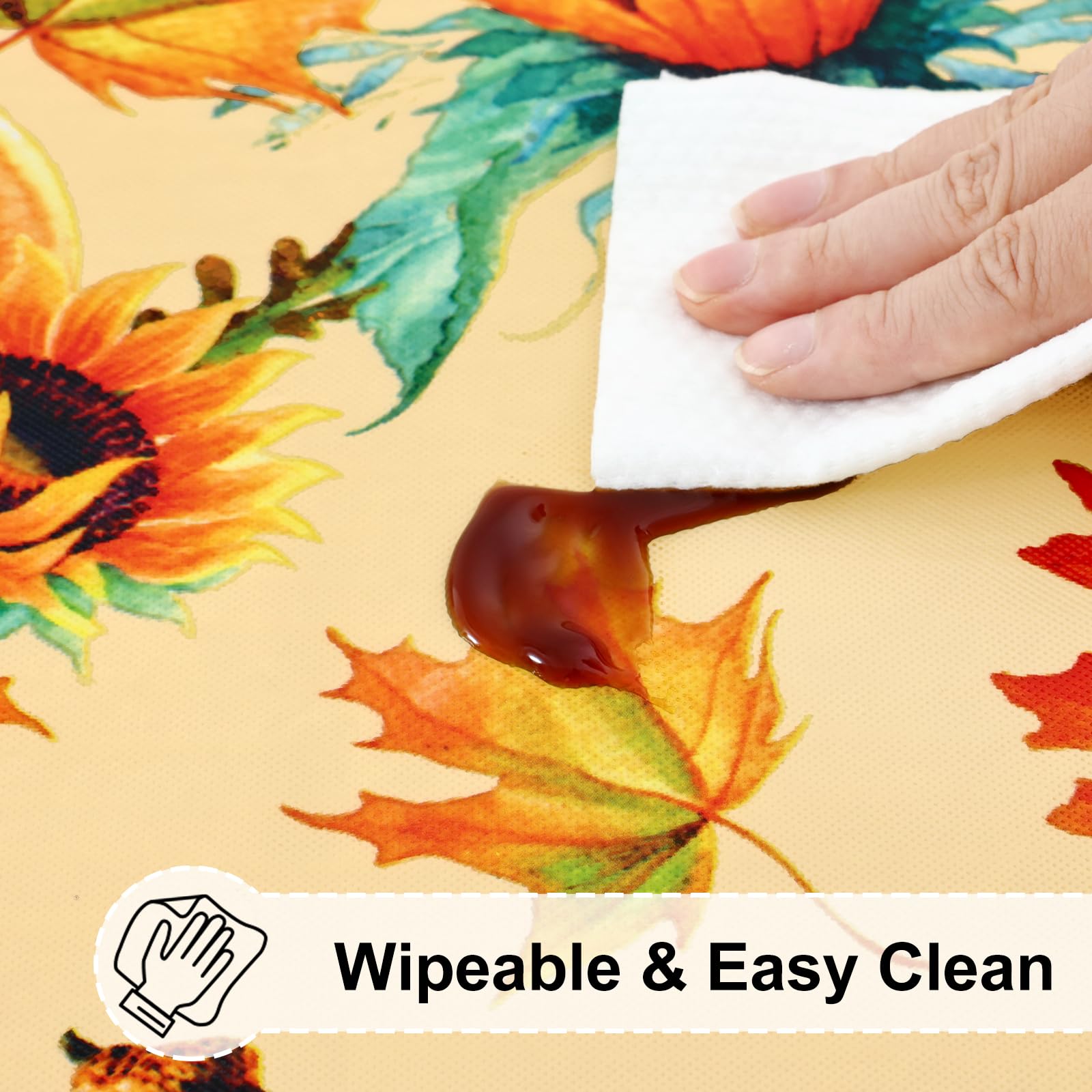 misaya Rectangle Vinyl Tablecloth, Fitted Table Cover, 100% Waterproof, Elastic Edge, Flannel Backing, Plastic Table Cloth Fit 6