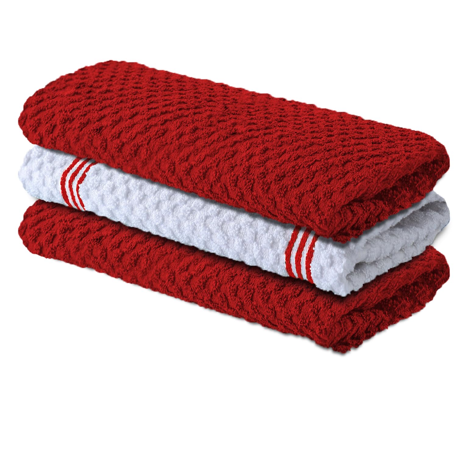 Infinitee Xclusives Premium Kitchen Towels - Pack Of 3, 100% Cotton |15 X 25| Inches Absorbent Dish Towels - Terry Kitchen Dishc