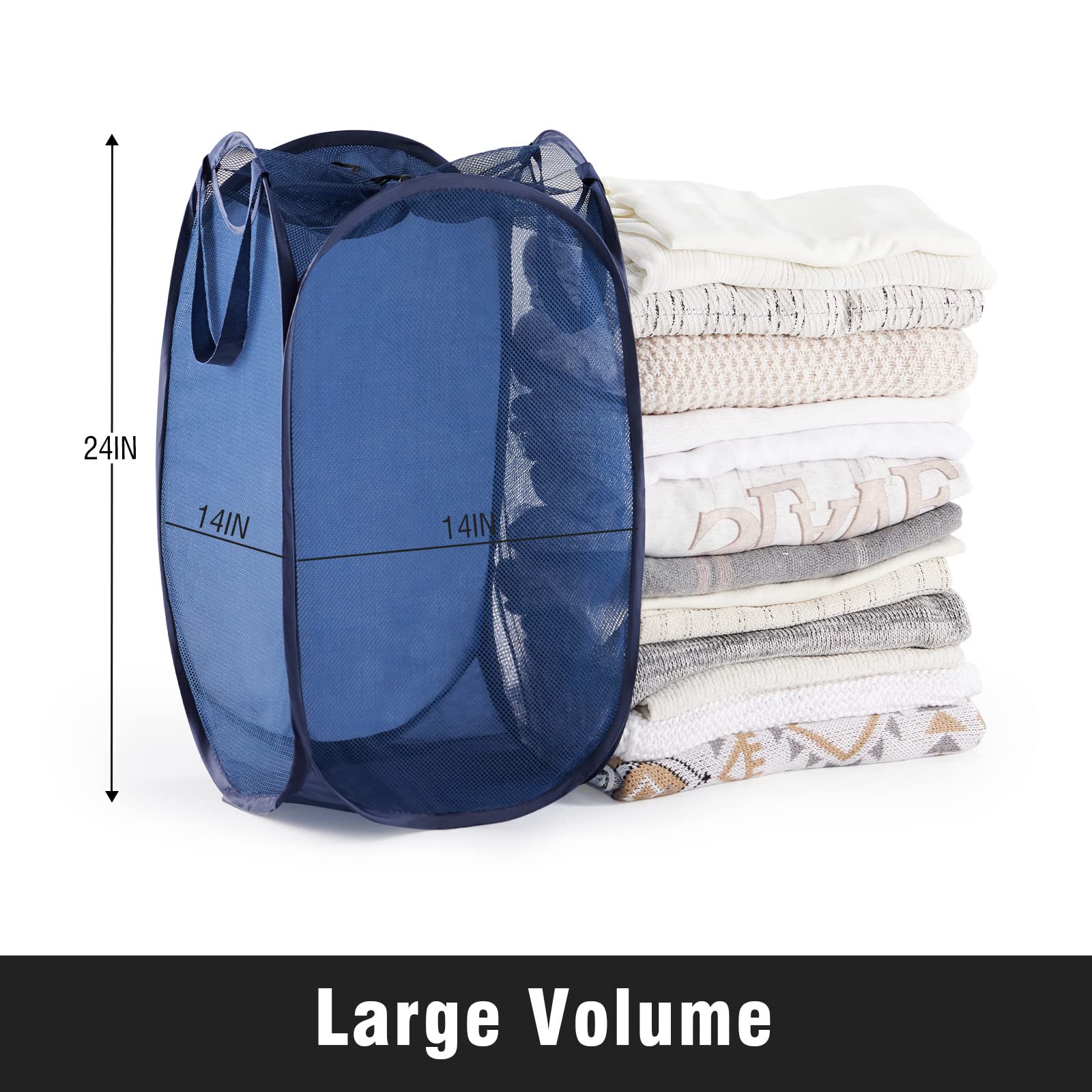 Mesh Pop Up Laundry Hamper with Durable Handles - Portable Collapsible Clothes Baskets for Dorm  Bathroom & Travel