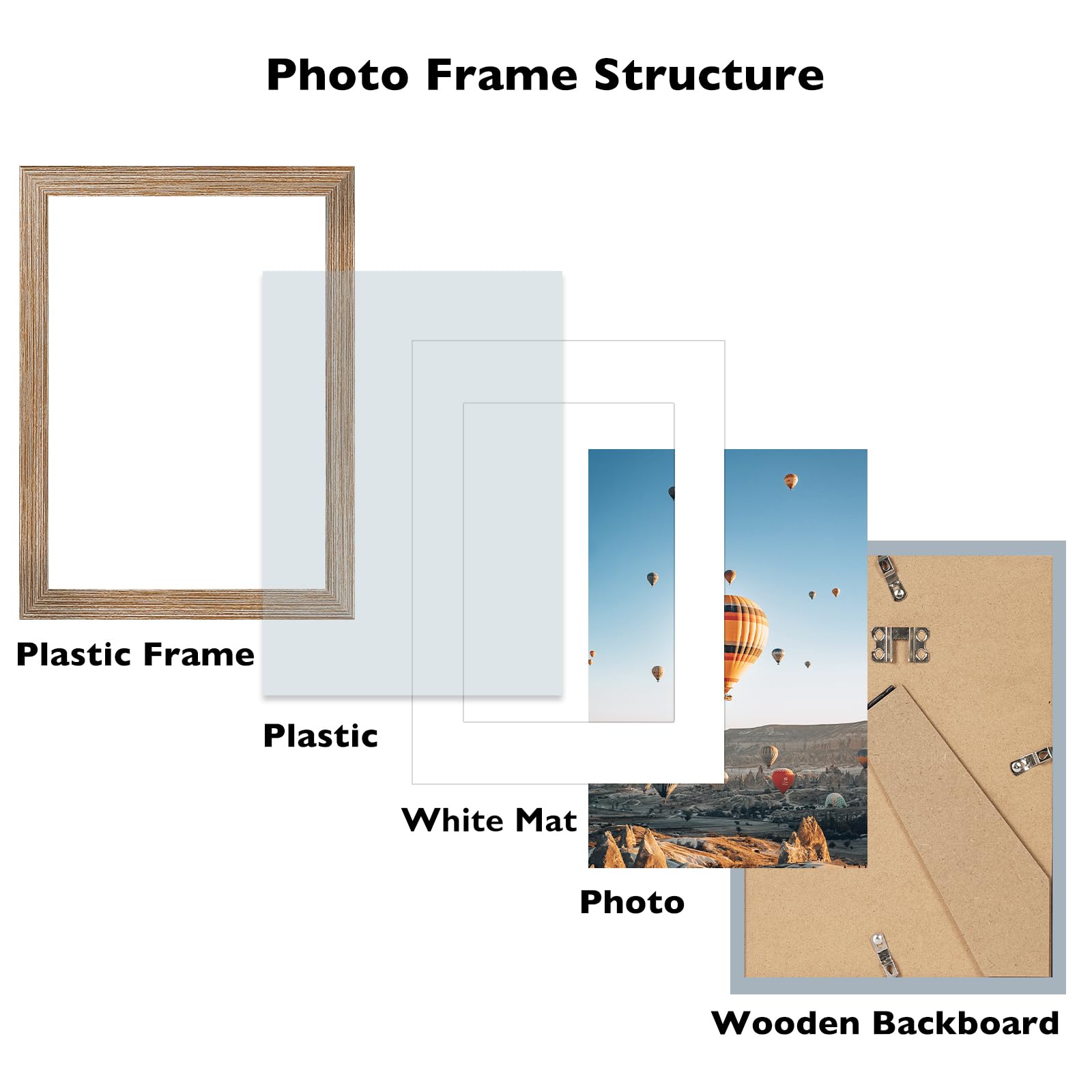 JCJMY 5.8x8.3 A5 Picture Frame with 4x6 Mat for Wall Hanging or Tabletop, Display Photo 4x6 with Mat or 5.8 x 8.3 Without Mat, W