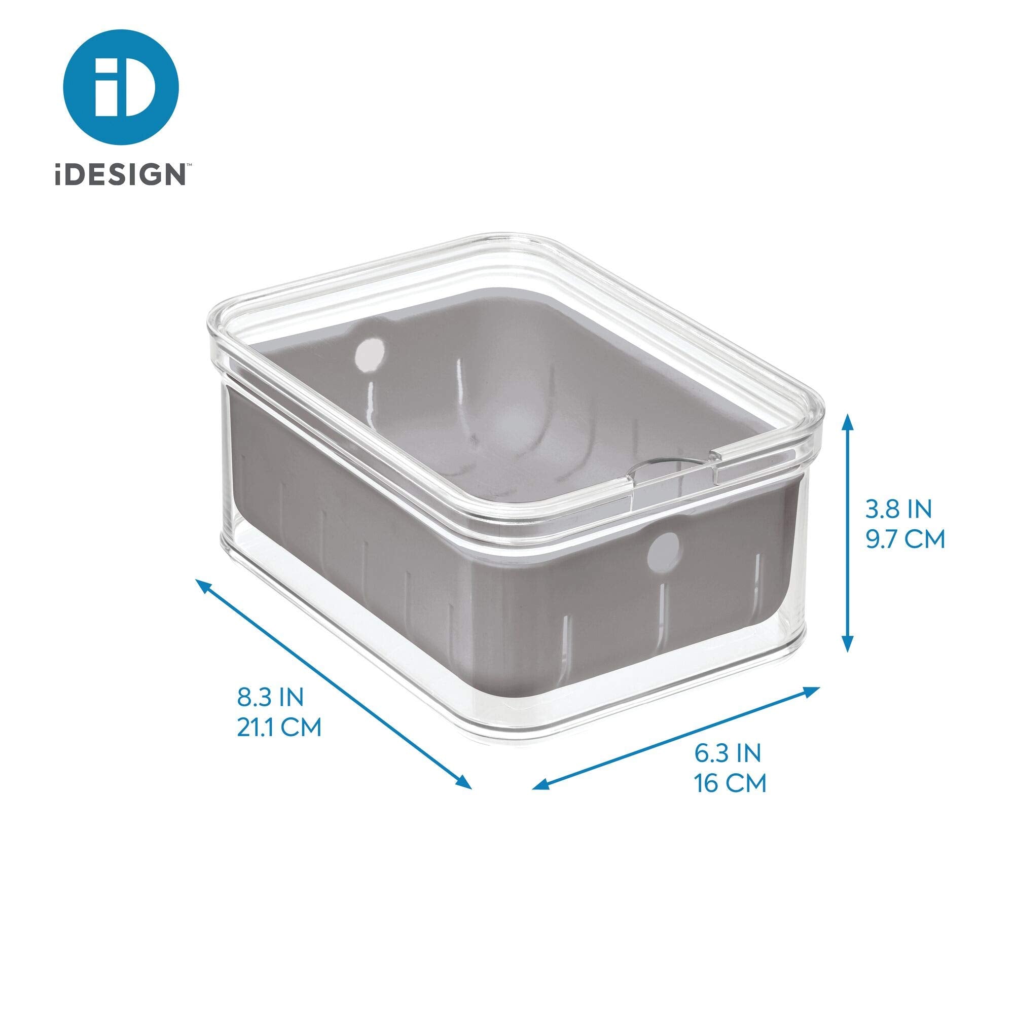 Idesign Recycled Plastic Crisp Produce Storage Containers With Lid And Colander Basket Designed To Keep Food Fresh Longer, 8.32