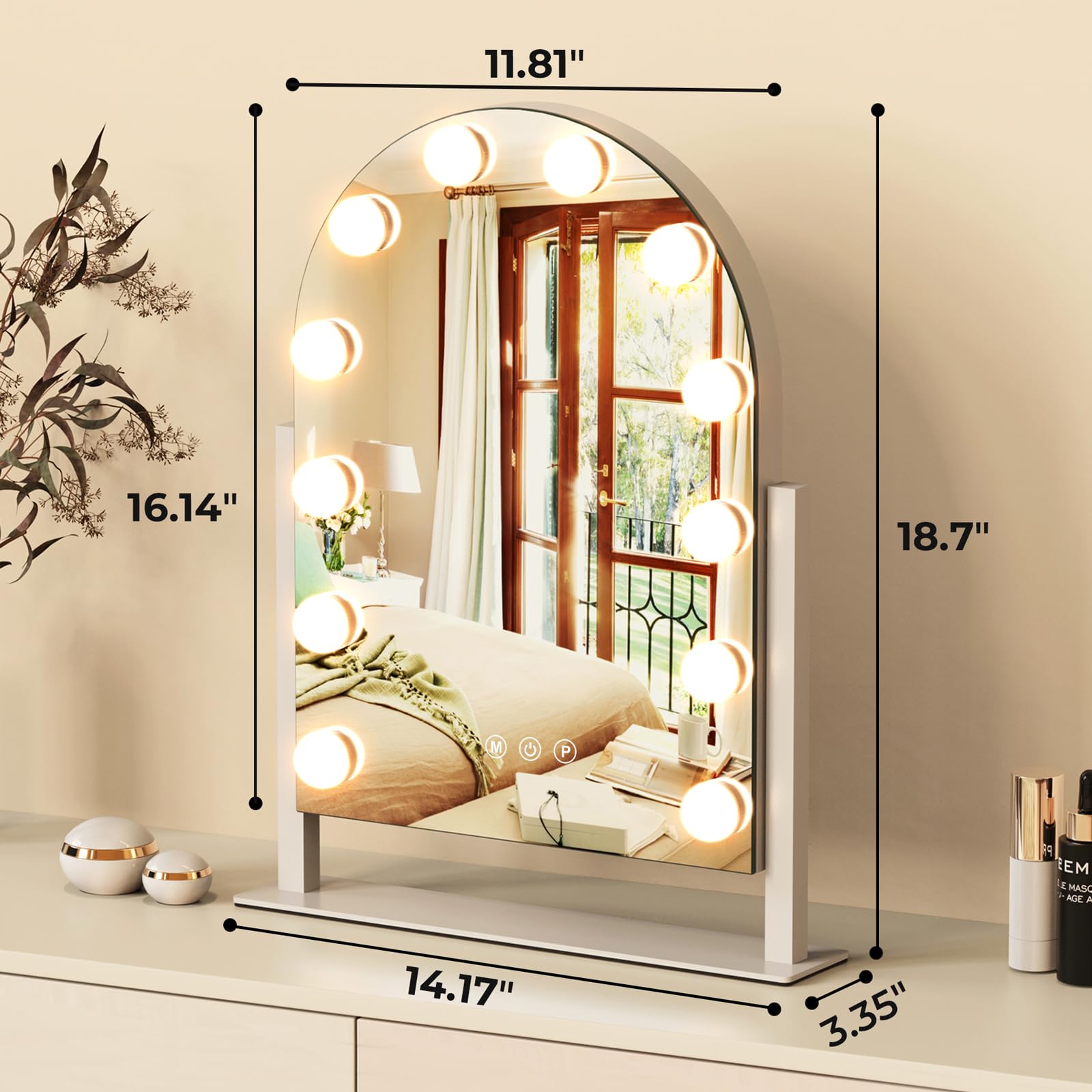 Zl Zeling Vanity Mirror With Lights Makeup Mirror With Lights 12 Dimmable Bulbs Hollywood Lighted Makeup Mirror Detachable 5X Ma