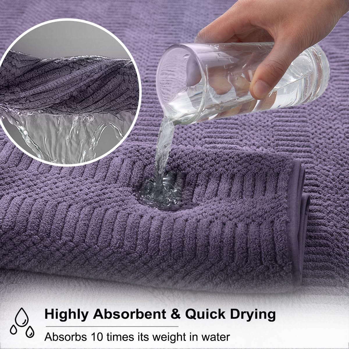 8 Piece Oversized Purple Bath Towel Set-2 Extra Large Bath Towel Sheets 2 Hand Towels 4 Washcloths-600GSM Soft Highly Absorbent Quick Dry Beach Chair Towels Woven Towels for Bathroom Hotel and Spa