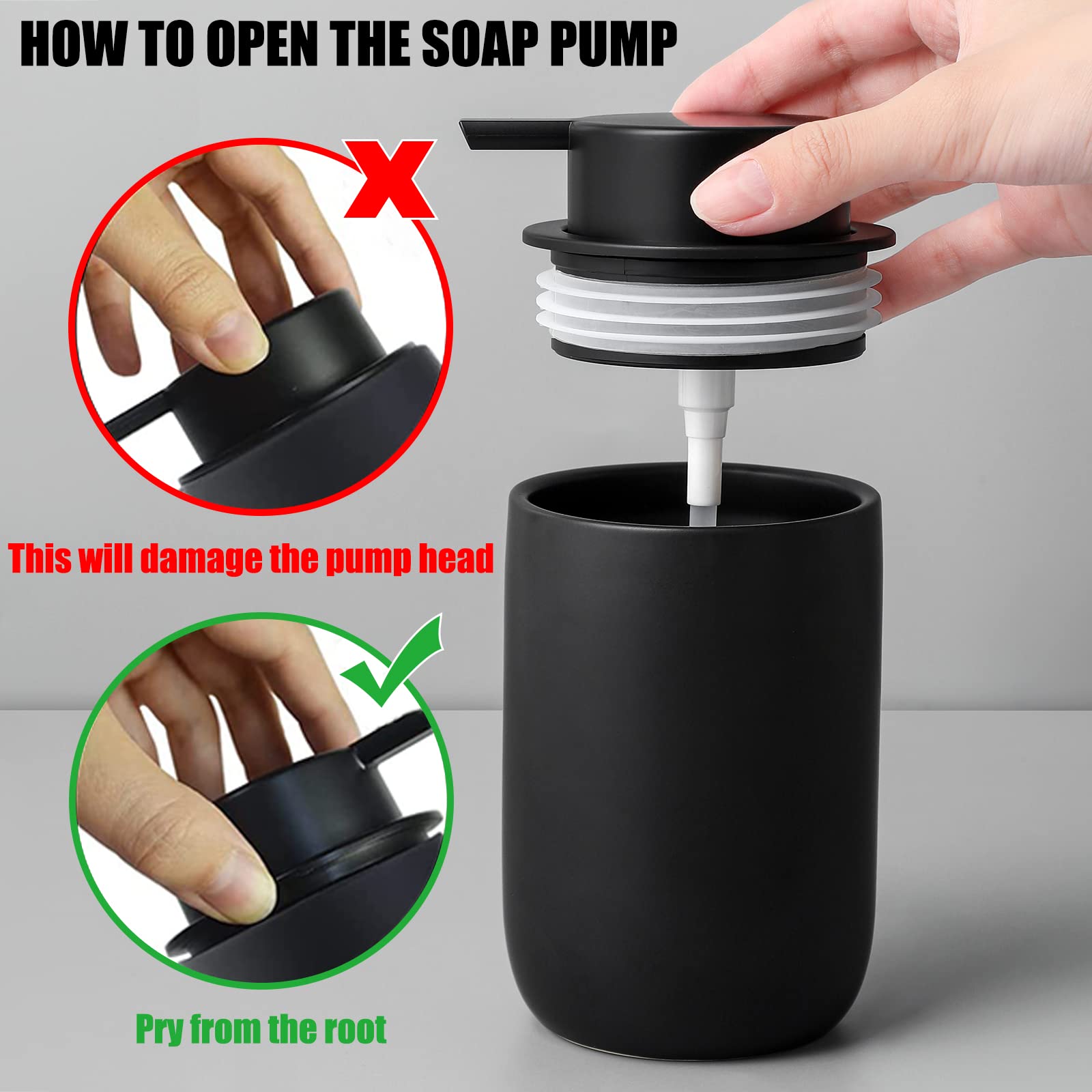 Hand Soap Dispenser For Bathroom Decro, Ceramic Liquid Pump Bottles Refillable Dish Dispenser For Kitchen Farmhouse Colleage Dor