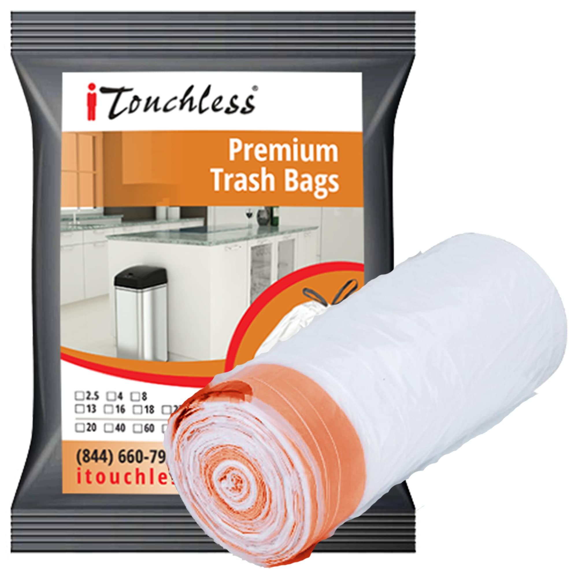 Itouchless Sensor Garbage Kitchen Wastebasket, 18 Gallon, Trash Can, Bags, 40 Count