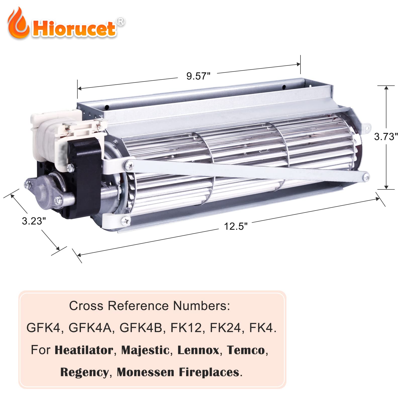 Hiorucet GFK4 Fireplace Blower Fan for Heatilator, Majestic, Lennox, Temco Fireplaces. GFK4 FK4 GFK4B GFK4A Replacement Fireplac