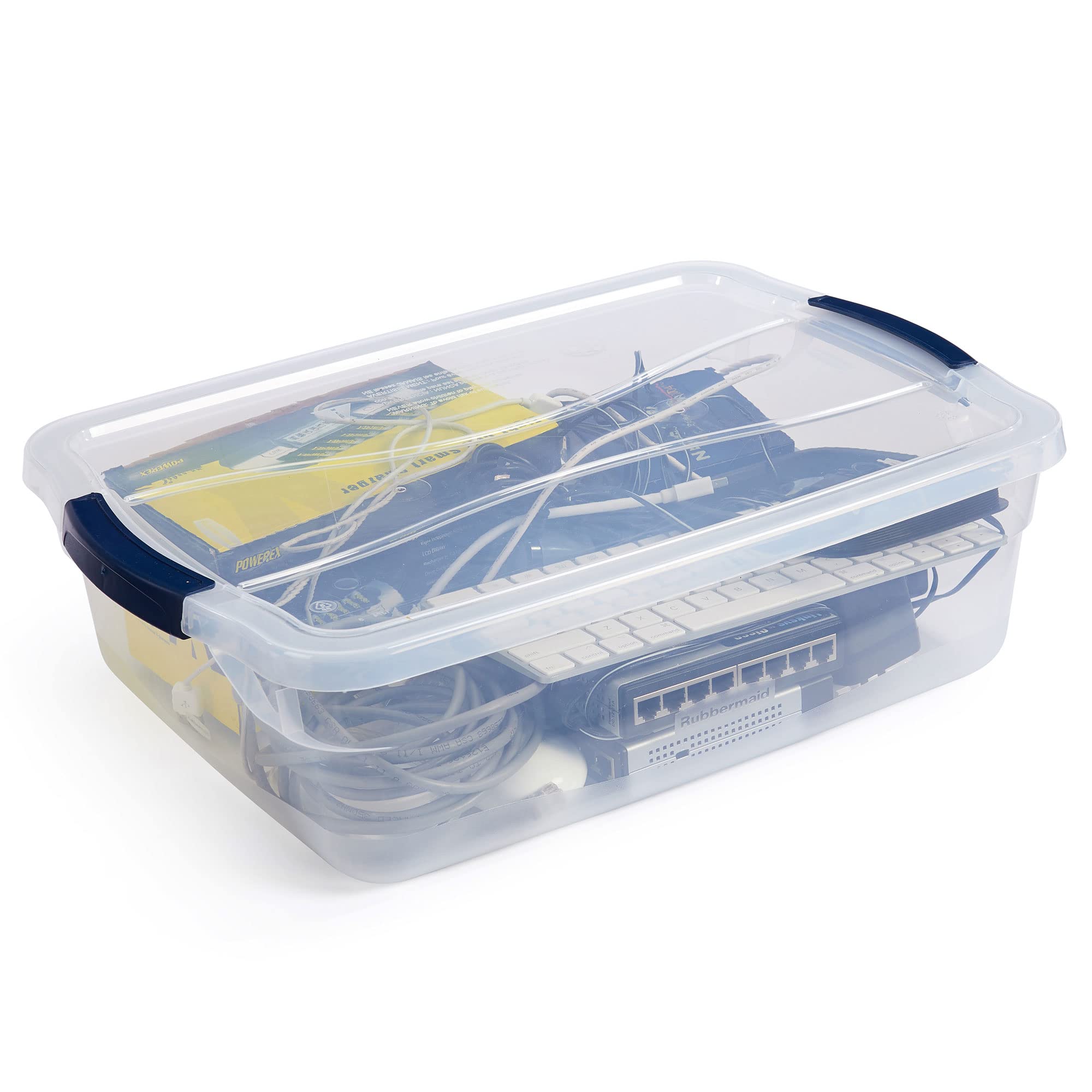 Rubbermaid Cleverstore Clear 16 Qt, 6-Pack, Made In Usa, Stackable Clear Storage Bins With Lids, See-Through Plastic Storage, Wi