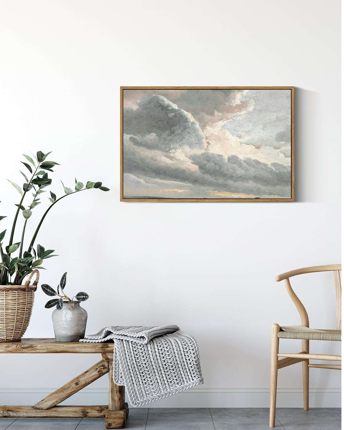 Insimsea Framed Canvas Wall Art Vintage Decor, Nature Wall Decor, Large Sky Clouds Sunset Wall Art Prints For Living Room, Class