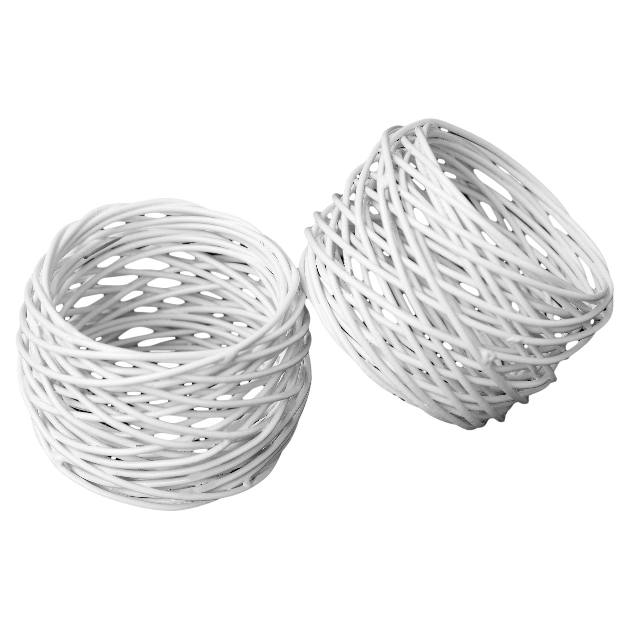 Itos365 Handmade White Round Mesh Napkin Rings Holder For Dinning Table Parties Everyday, Set Of 8