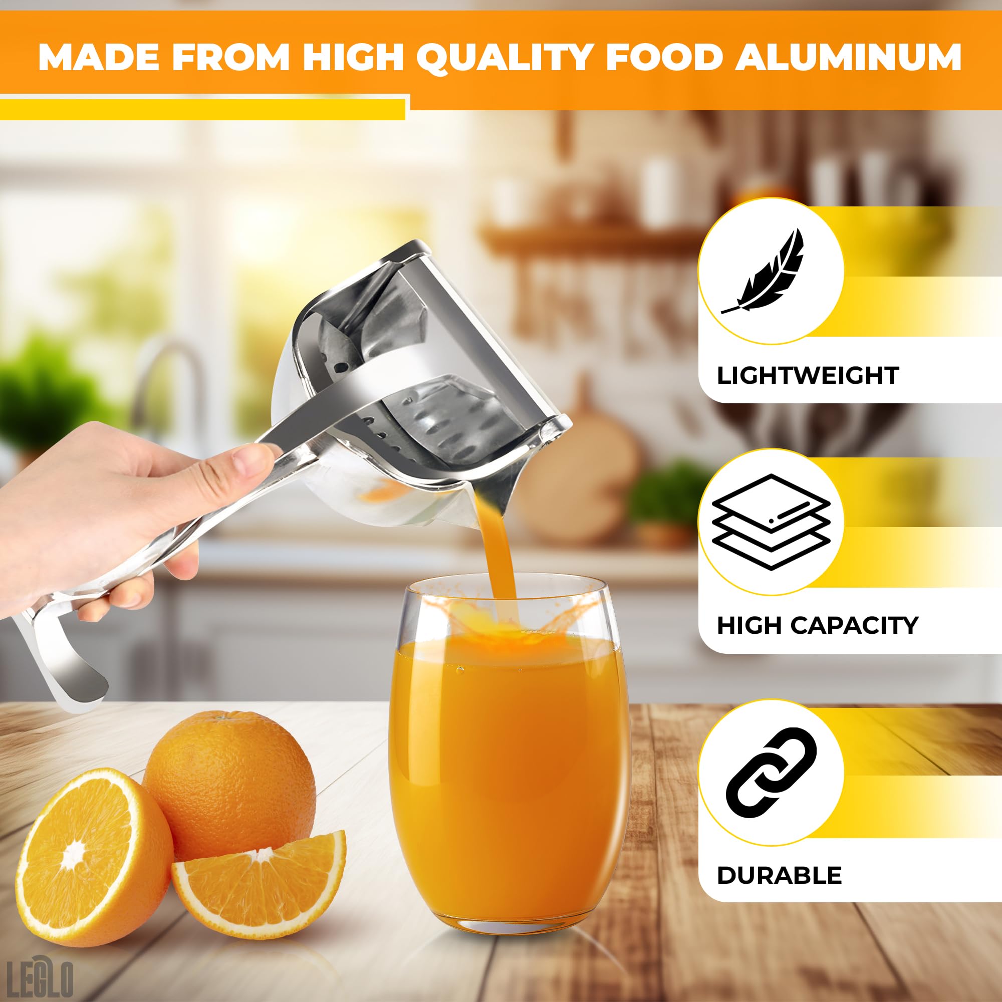 Hand Juicer Squeezer - Aluminum Manual Hand Press Juicer, Comfortable Ergonomic Grip For Efficient Juice Extraction Of Pomegrana