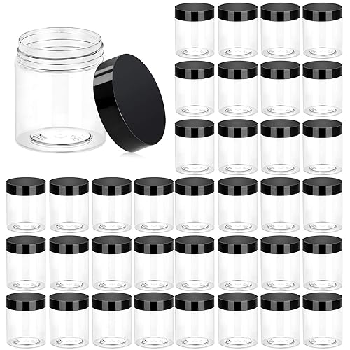 36 Pack 3 Oz Plastic Jars Round Clear Cosmetic Container Jars With Lids, Eternal Moment Plastic Slime Jars For Lotion, Cream, Oi