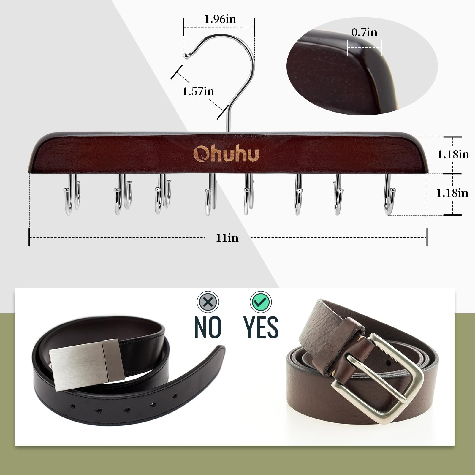 Belt Hanger Organizer For Closet: Ohuhu 16 Hooks Max 48 Belts Tie Rack Wooden Belt Holder For Storage 360 Degree Rotating Space