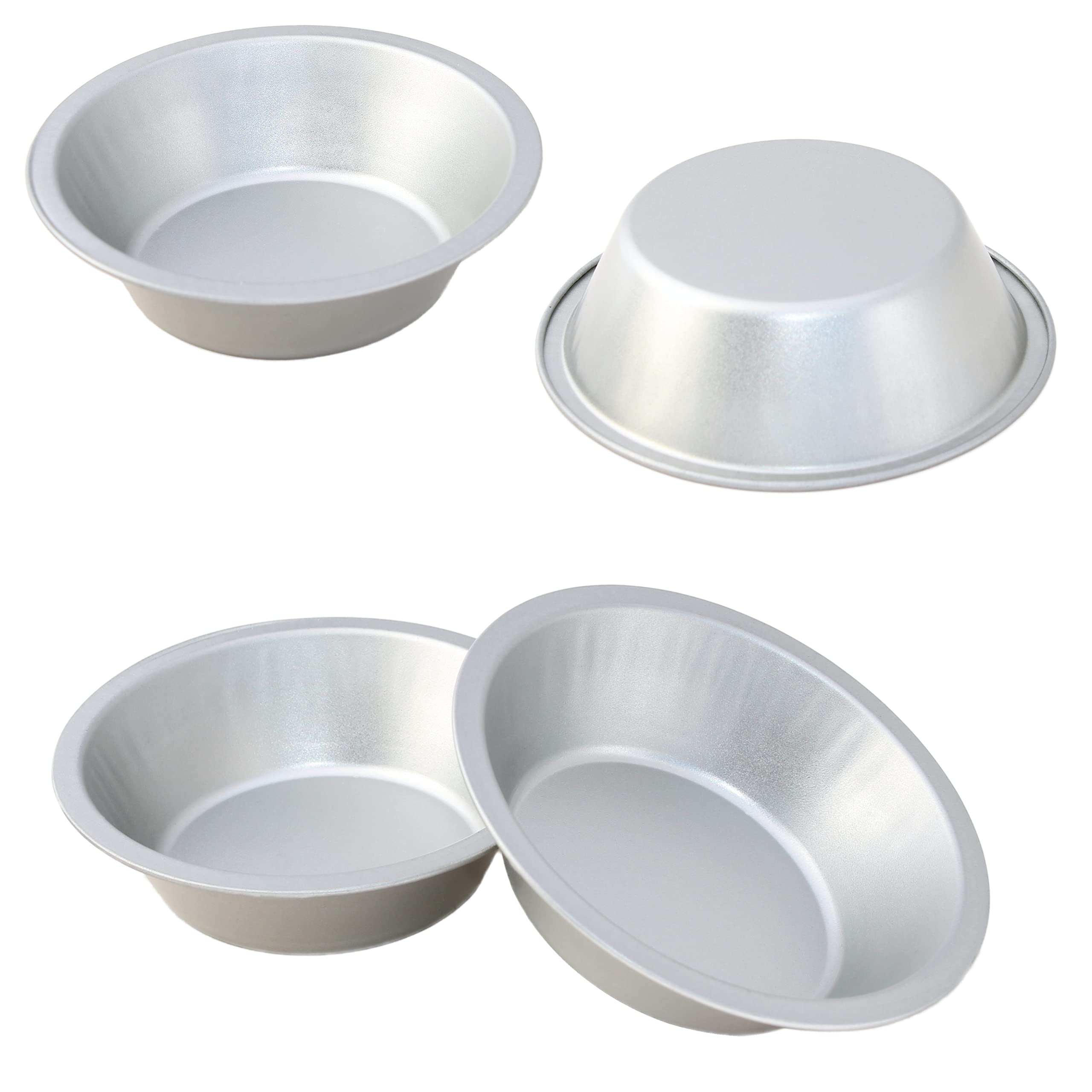 Bosrahl Small Size Tin Pie Pans, Personal Size Tin Plated Steel Pie Baking Pans, Portion Size Quiche Pie Baking Pans, Set Of 4