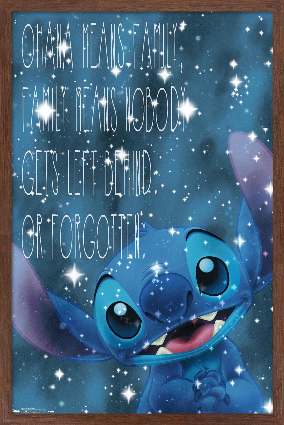 Trends International Disney Lilo And Stitch - Ohana Wall Poster, 14.725'' X 22.375'', Mahogany Framed Version