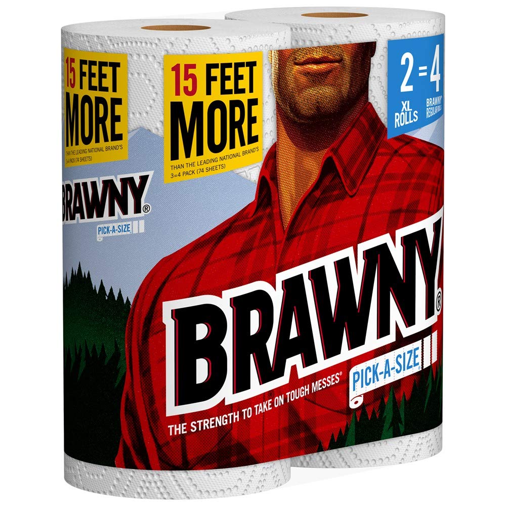 Brawny Paper Towels, 16 Xl Rolls, Pick-A-Size, White, 16 = 32 Regular Rolls