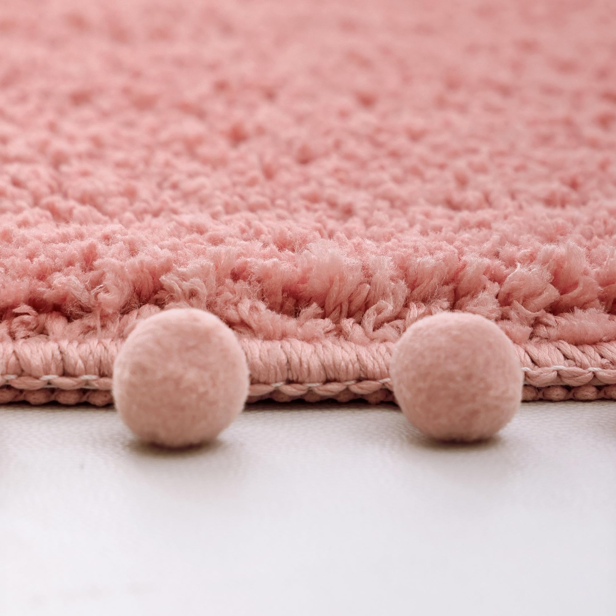 Yirddeo Oval Bathroom Rugs Dusty Pink Rug With Pom Bath Mat For Bedroom Non Slip Cute Boho Absorbent Mats Soft Plush Washable Ru