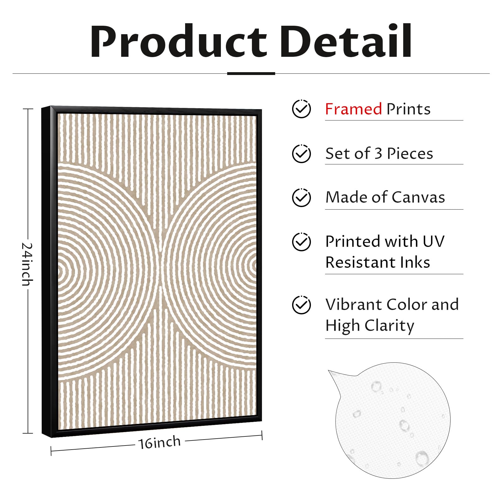 Boho Modern Wall Art Pictures Neutral Abstract Canvas Wall Decor Minimalist Line Wall Art Beige Brown Black Poster Mid Century P