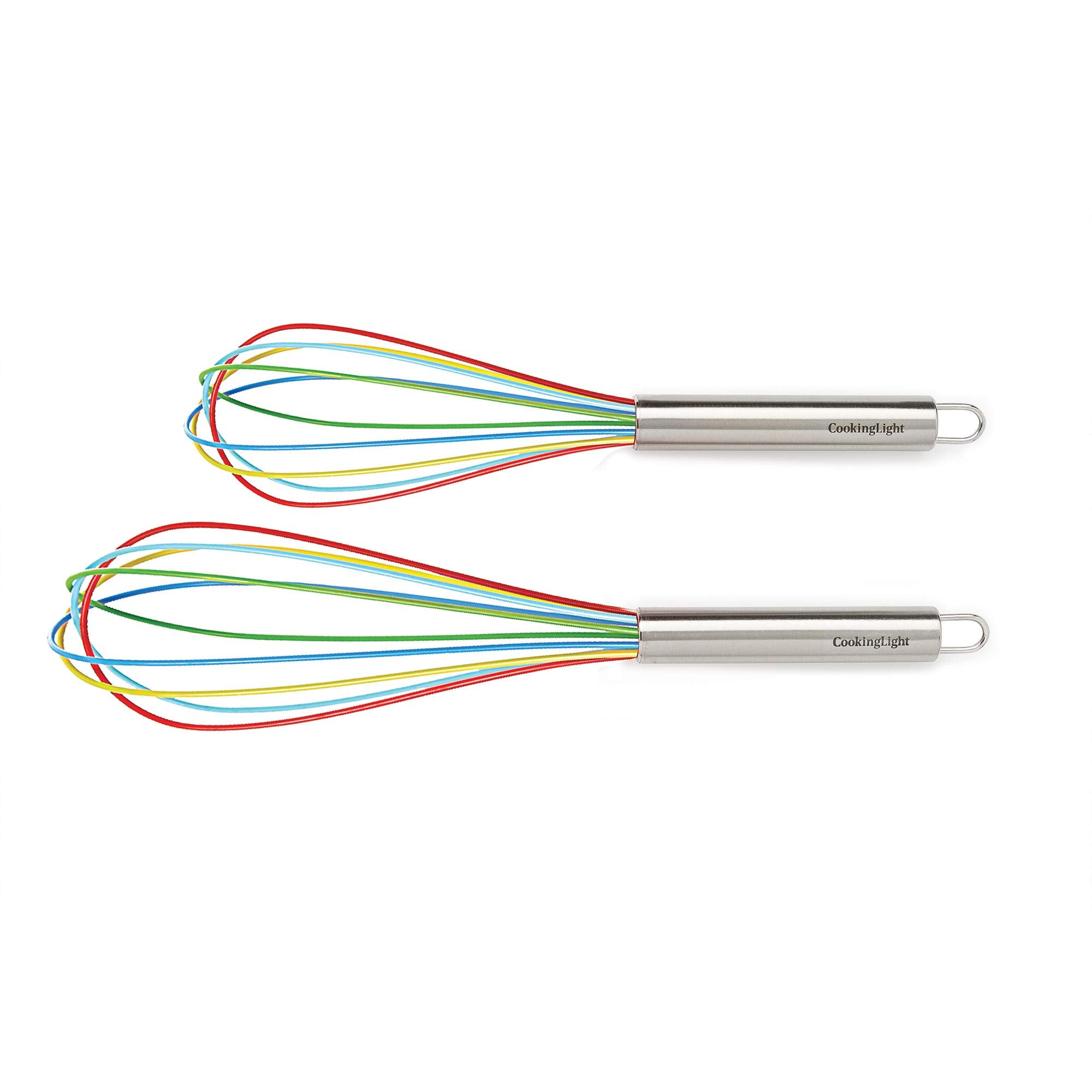 Cooking Light 2 Piece Silicone Set Multicolor Kitchen Tools, 11'' And 9'' Balloon Whisks
