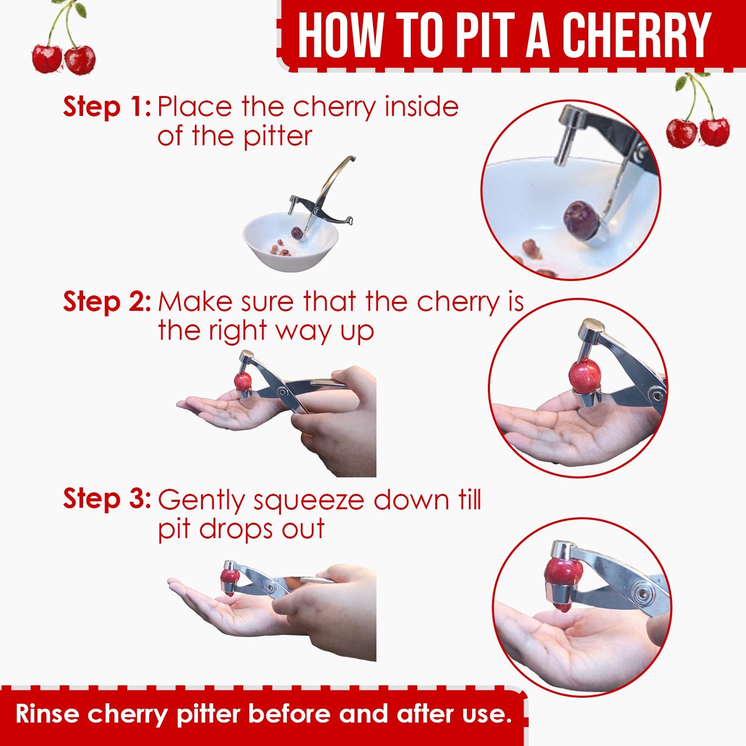 Protensils Cherry Pitter Tool Pit Remover With Locking Mechanism | Cherry Picker | Cherry Seed Remover For Baking, Olive Pitter