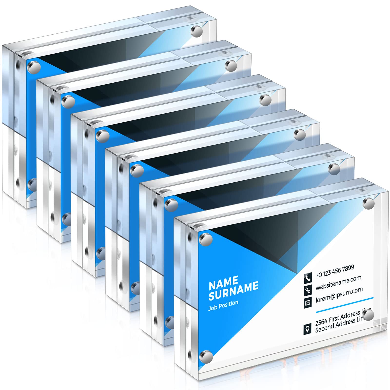 Xuhal Acrylic Business Card Frame 2.5 x 3.5 inch Clear Double Sided Magnetic Photo Block Frames, 20mm Thickness Frameless Wallet