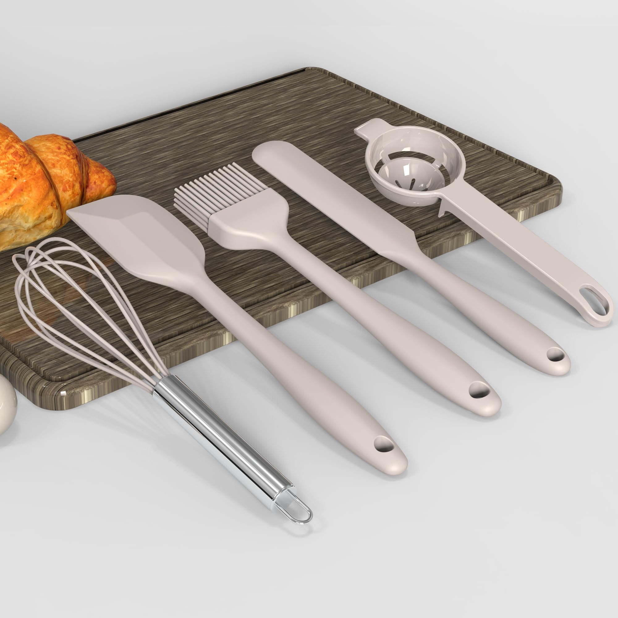 Large Silicone Cooking Utensils Set - Heat Resistant Kitchen Utensils,Turner Tongs,Spatula,Spoon,Brush,Whisk,Stainless Steel Sil