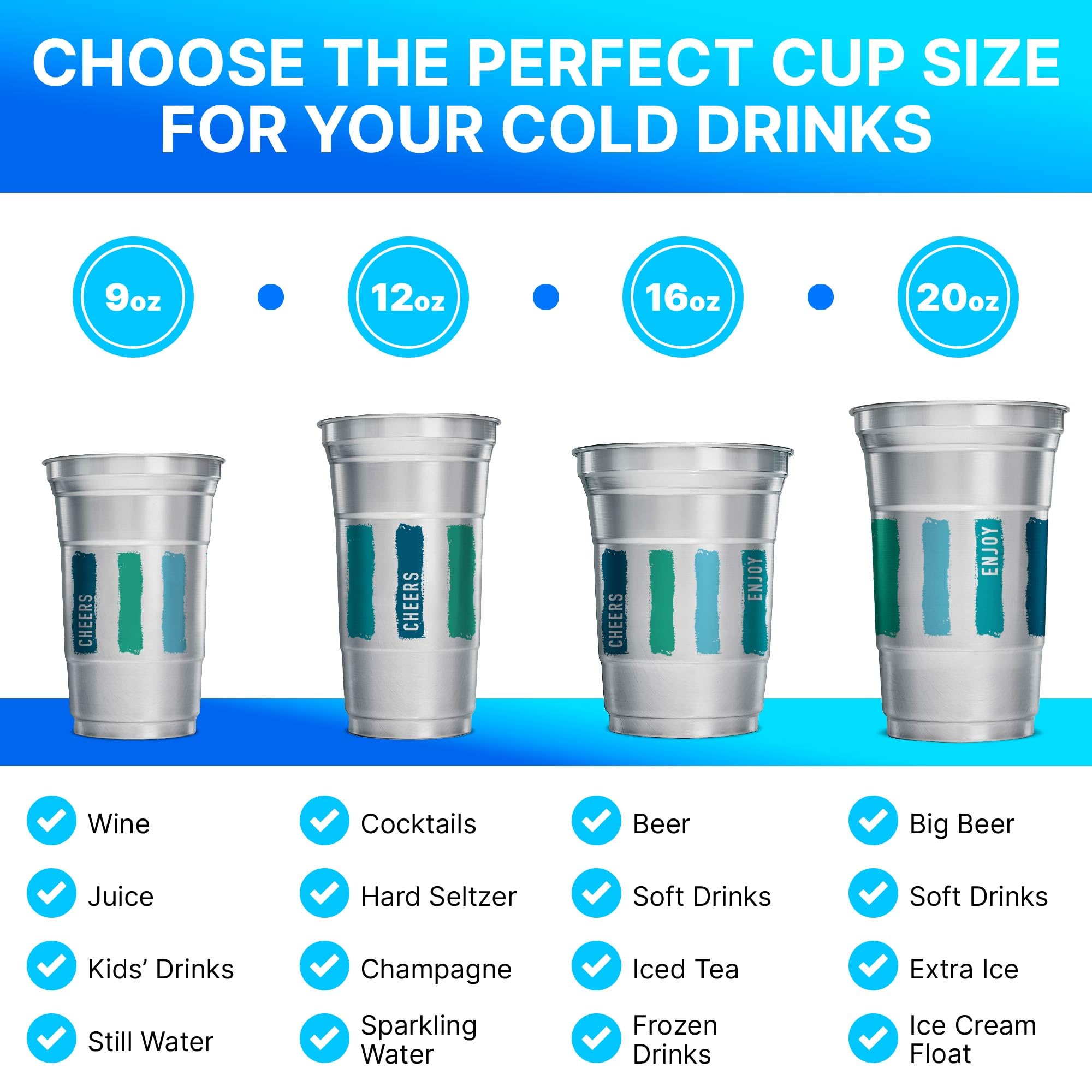 Ball Aluminum Cup Recyclable Party Cups, Wholesale Bulk Pack, Everyday Logo, 20 Oz. Cup, 600 Cups Per Pack