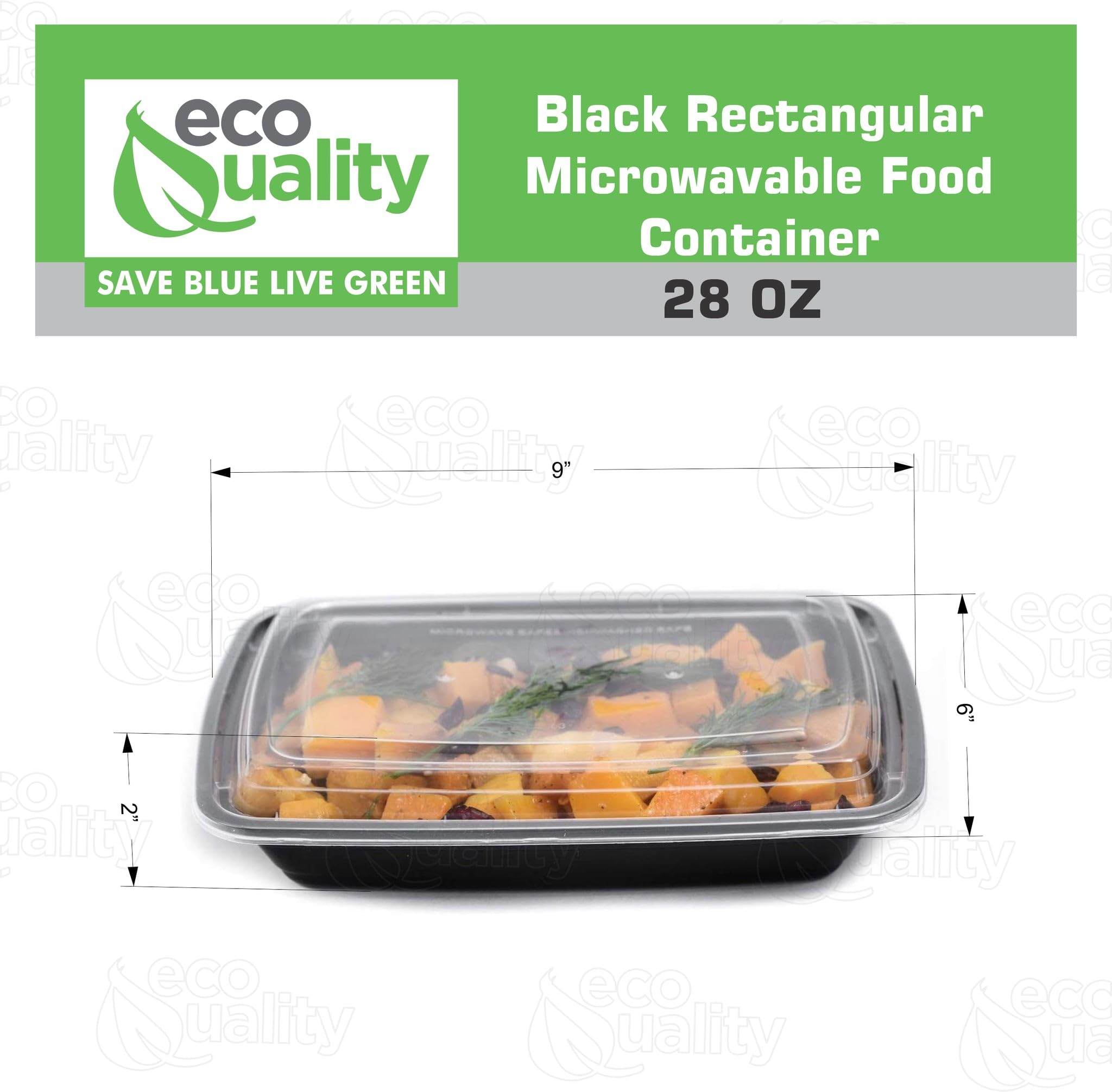 Reusable 28 Oz Food Storage 100 Pack Containers With Lids By Ecoquality - Rectangular Bpa Free Freezer, Microwave & Dishwasher S