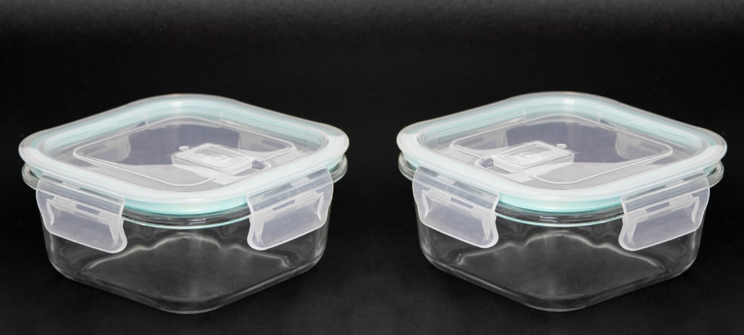 Indusbay Pack Of 2, 310 Ml Square Borosilicate Glass Food Storage Oven Safe Container Set With Airtight Air Vent Lid Microwave S