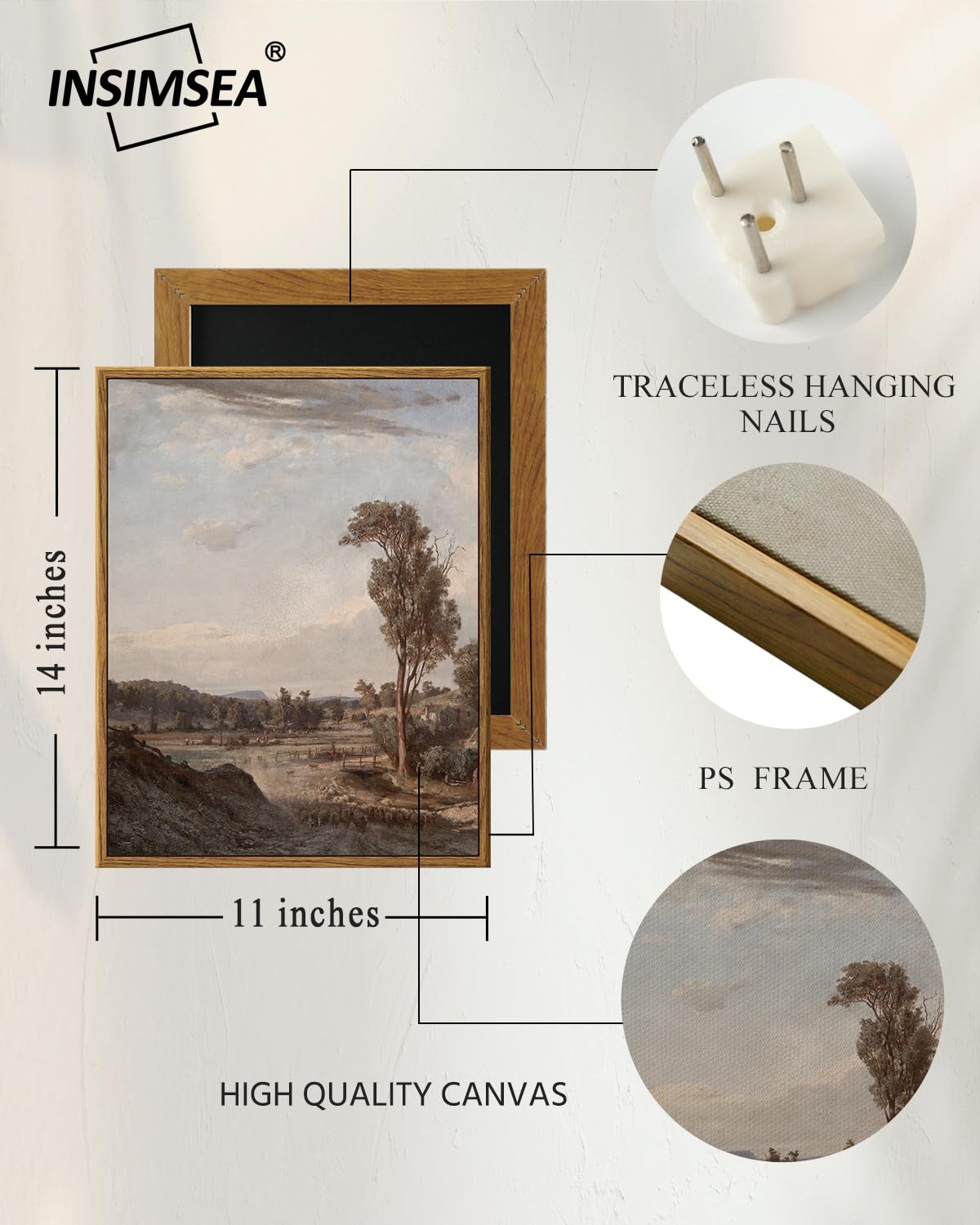 Insimsea Framed Wall Art For Living Room Classical Landscape Canvas Prints Decor Rustic Countryside Scenery Artworks Bathroom Pi