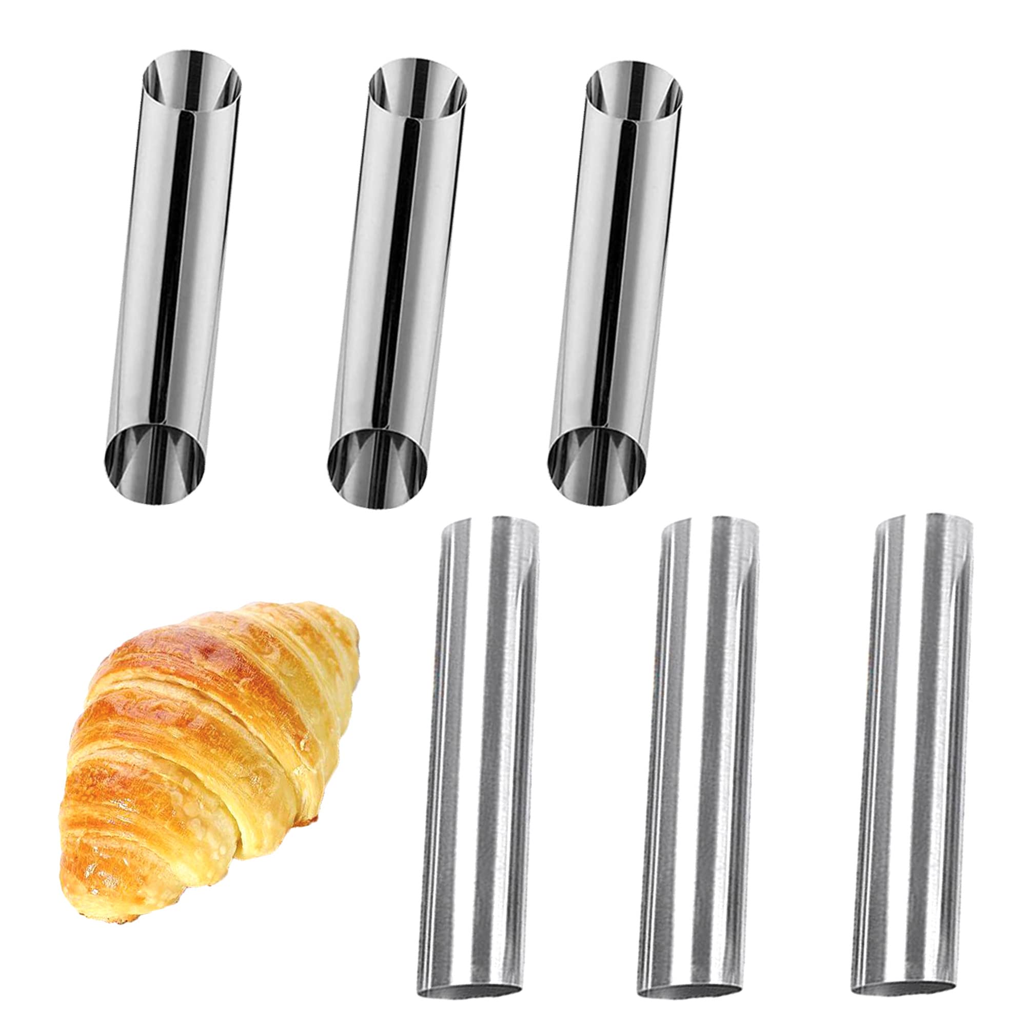 Lixiongbao 6 Pack Cannoli Tubes,Stainless Steel Cannoli Baking Mold,Forms Cream Roll Horn Mold For Danish Pastry,Cake,Croissant