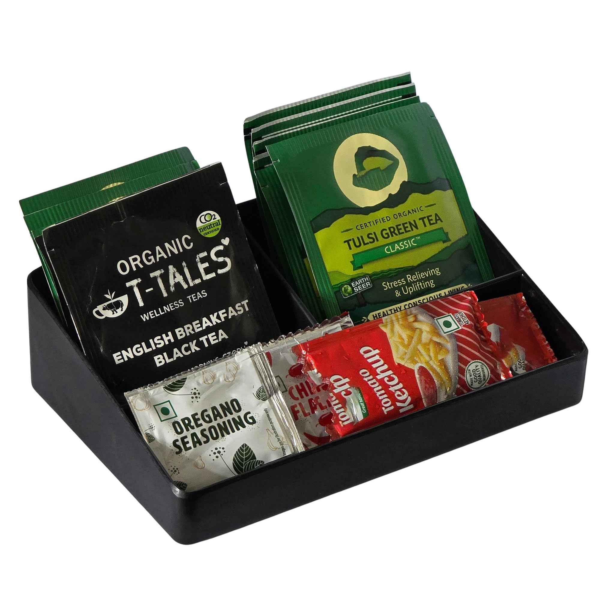 Store2508 Melamine Tea & Coffee Sachet Holder Tray | Condiments Holder | Kettle Tray | For Home Office Or Hotel | 15.5X10X4.5 Cm