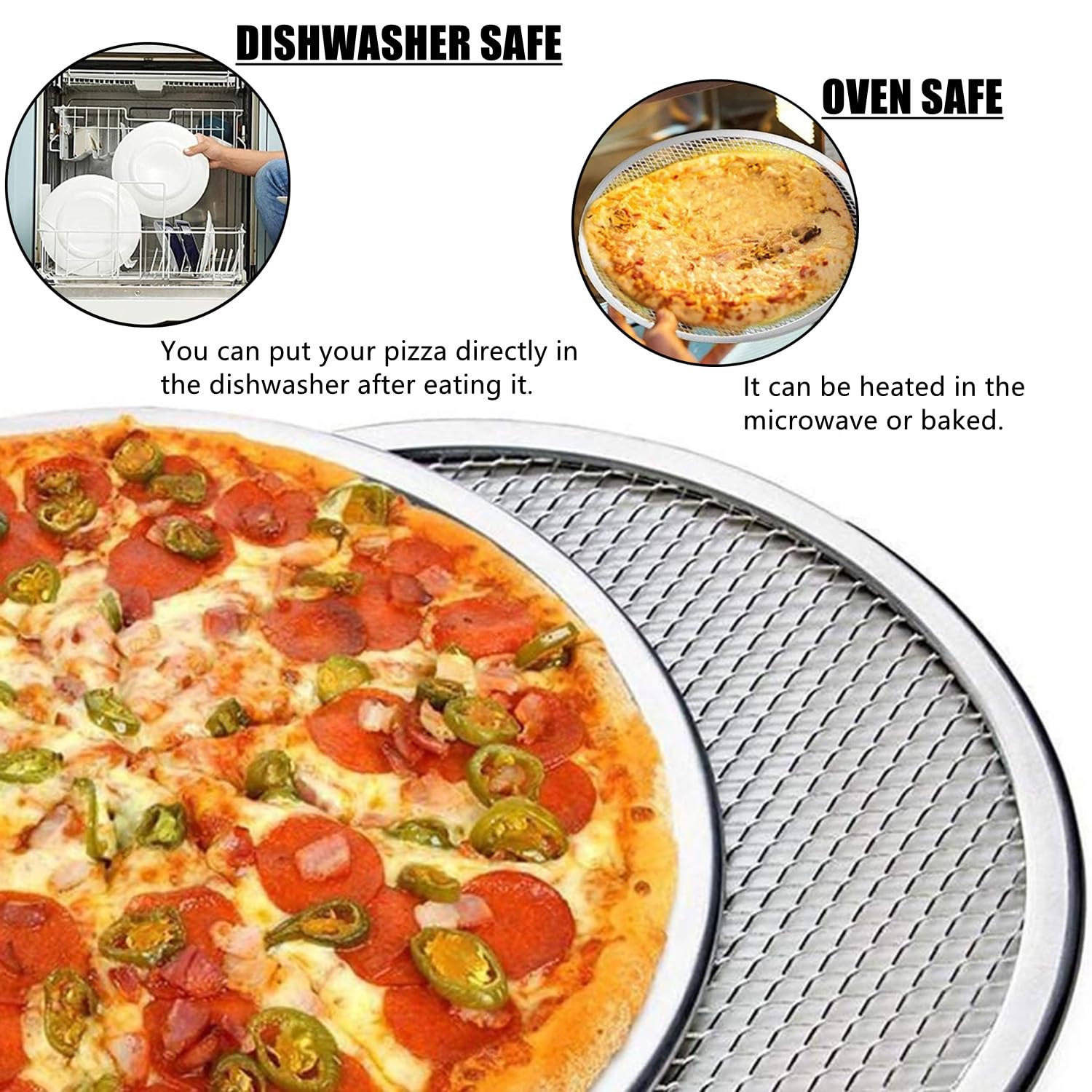 Rhblme Pizza Screen, Pizza Screen 12 Inch, Aluminum Alloy Seamless Pizza Screens Food Grade Pizza Baking Screen, Nonstick Pizza