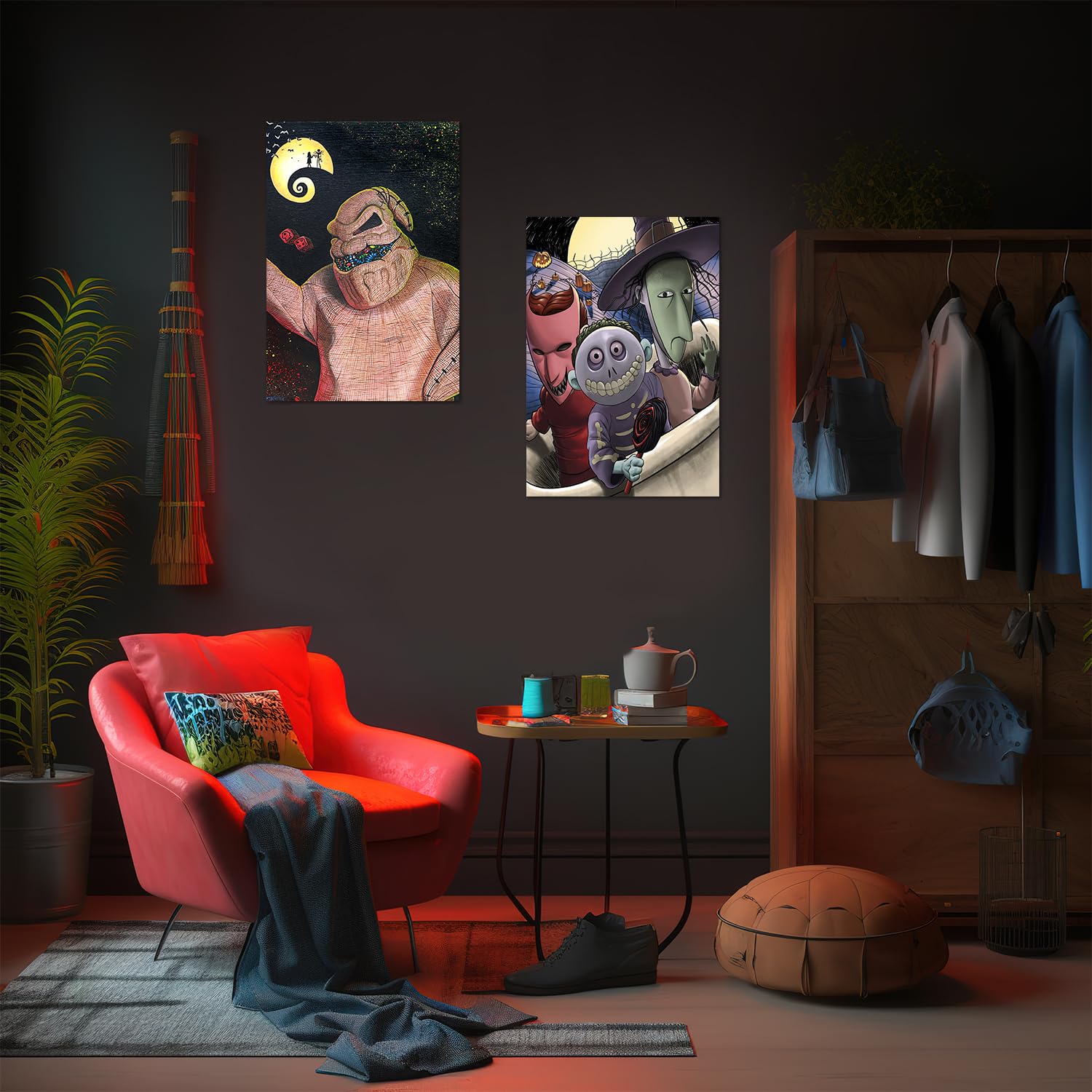 Babymiu Horror Skellington Christmas Skull Wall Poster 8-Pack 11.5 X 16.5 Inch,Cartoon Halloween Merch Party Supplies Unframed V