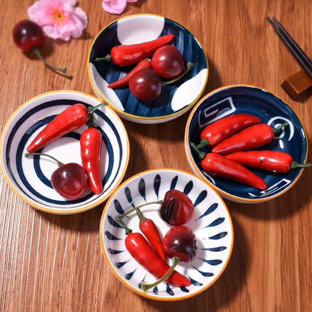 Cerficer Japanese Side Dishes Set Of 4, Soy Sauce Dishes, Dipping Bowls Set