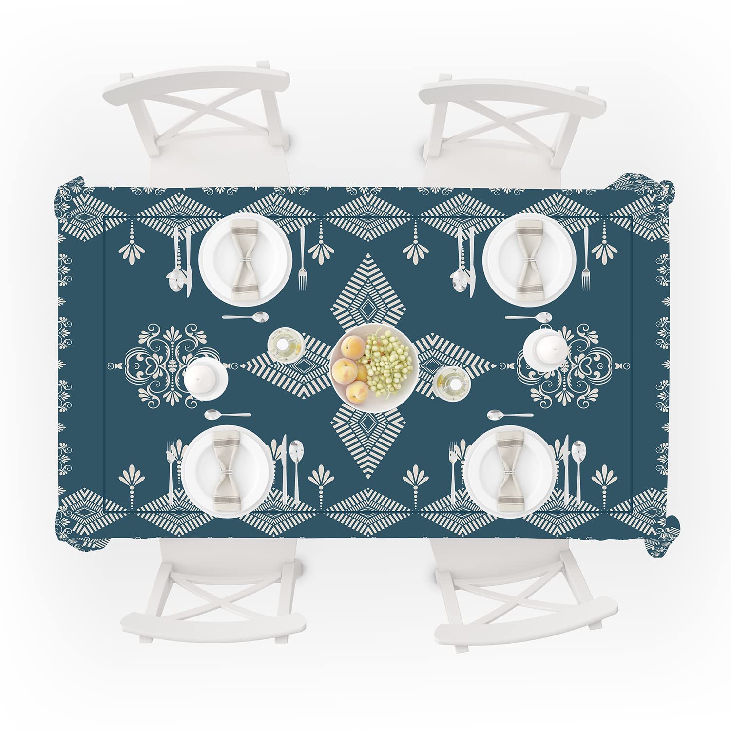 Shelzi Dining Table Cover, Polyester Table Cover for 4 to 6 Seater Table Cover, Washable Printed Rectangular Dining Table Cloth 