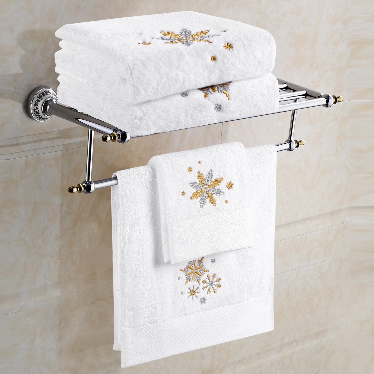 Quera 2 Pack Christmas Hand Towels 100% Cotton Embroidered Premium Luxury Decor Bathroom Decorative Dish Towels Set For Drying,